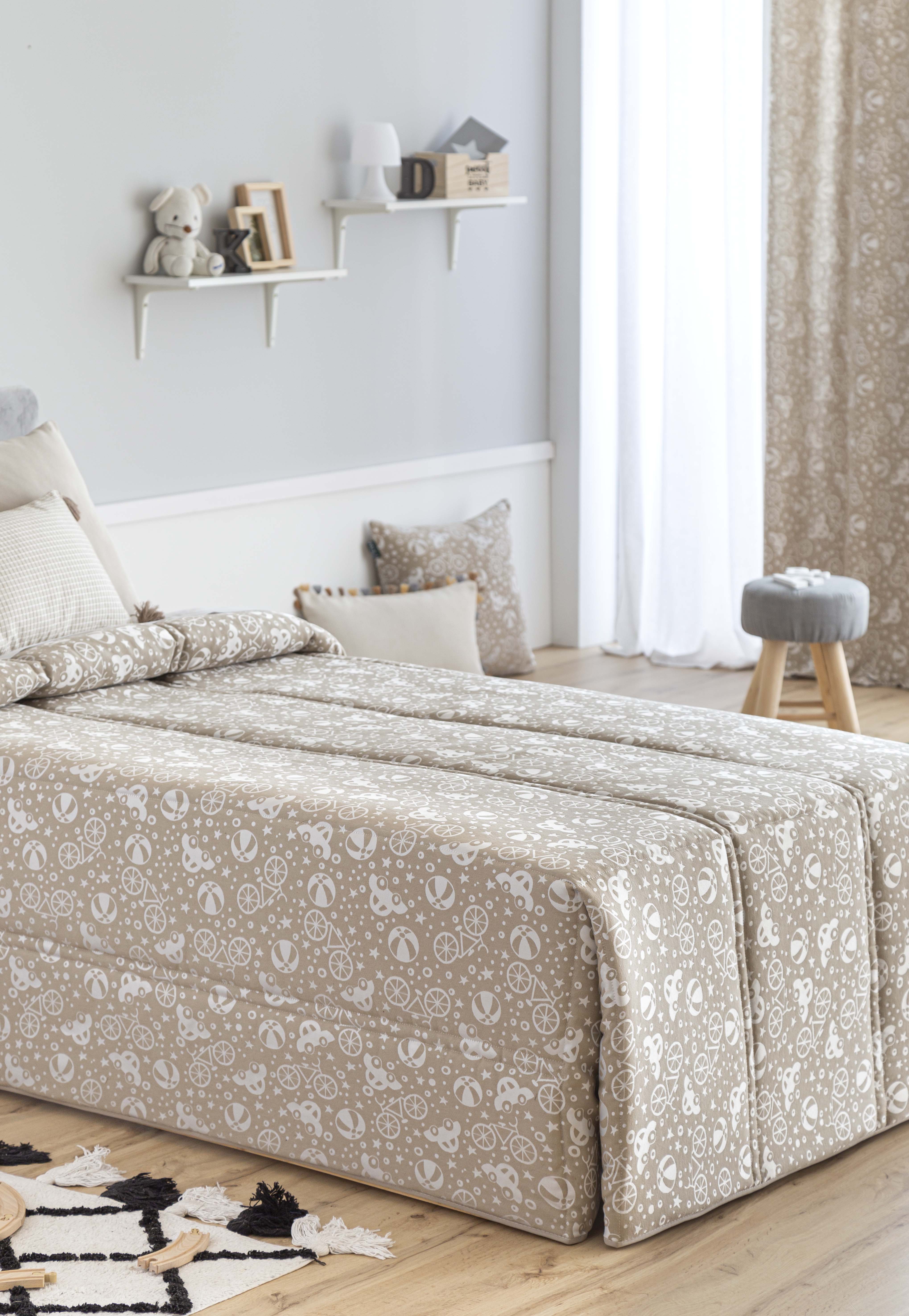 Edredón confort acolchado 200 gr jacquard beige cama 105 (190x265 cm) BICIS