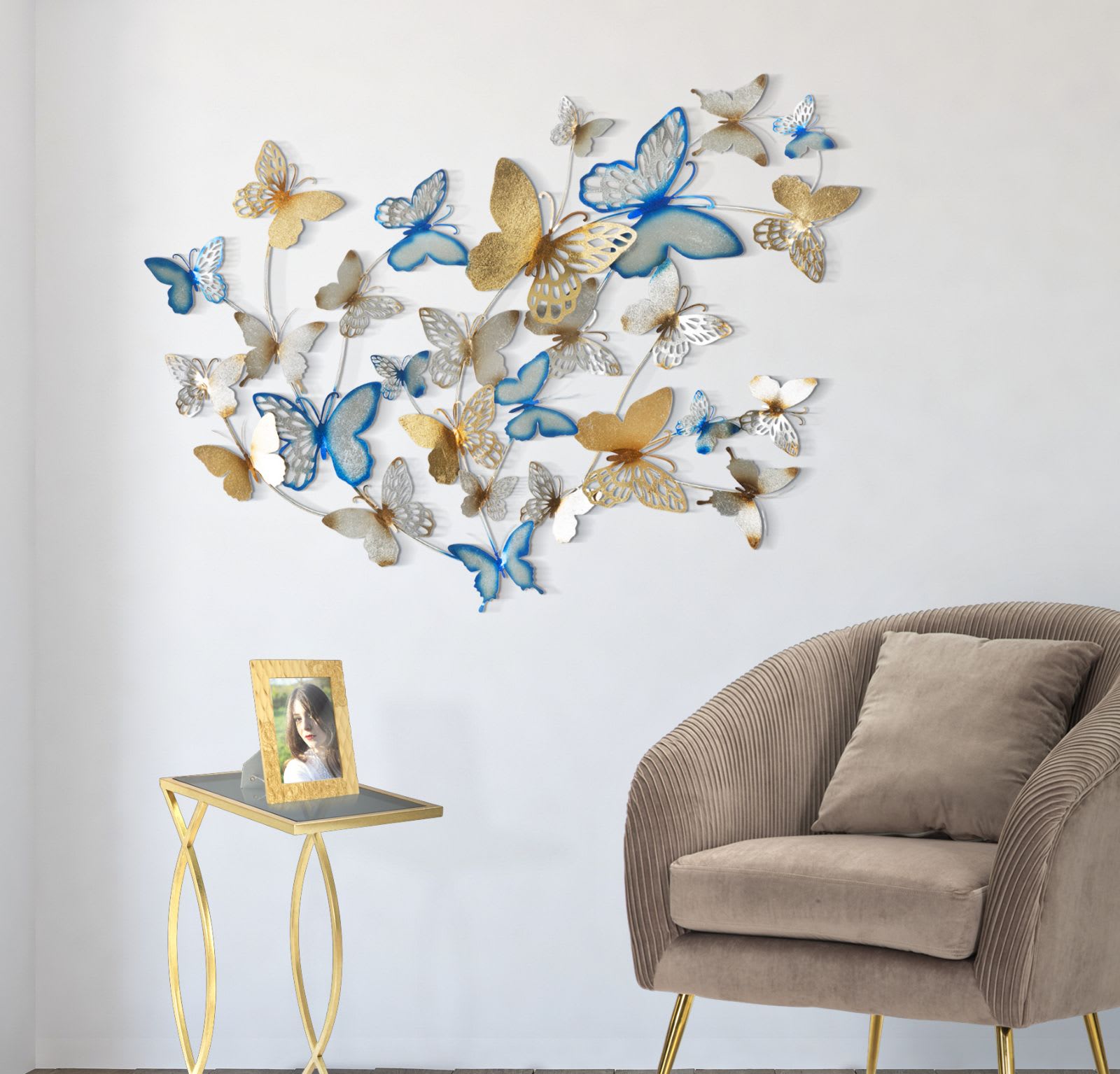 Pannello decorativo 3D in metallo con farfalle cm 132x3,5x95,5 BUTTERFLIES