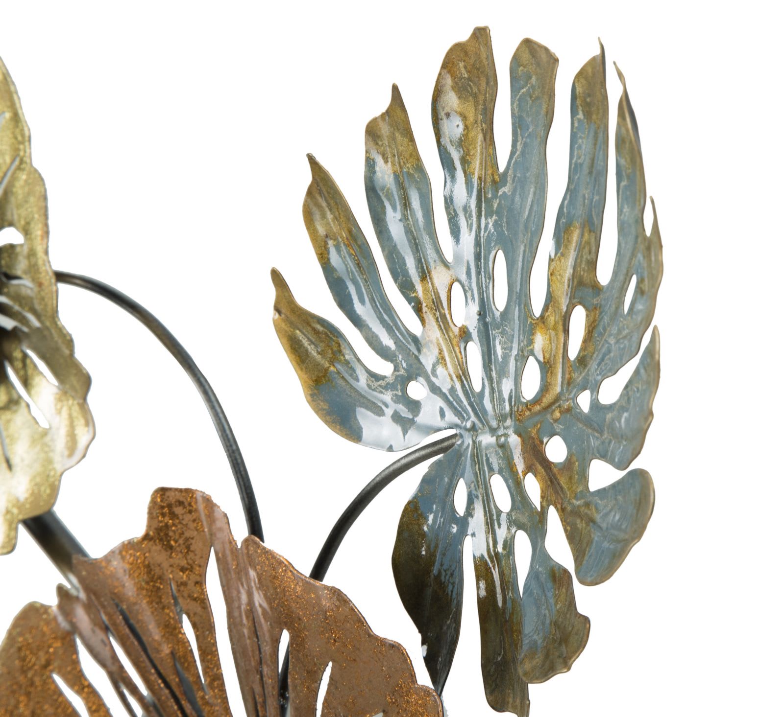 Pannello decorativo 3D in metallo multicolore con foglie cm