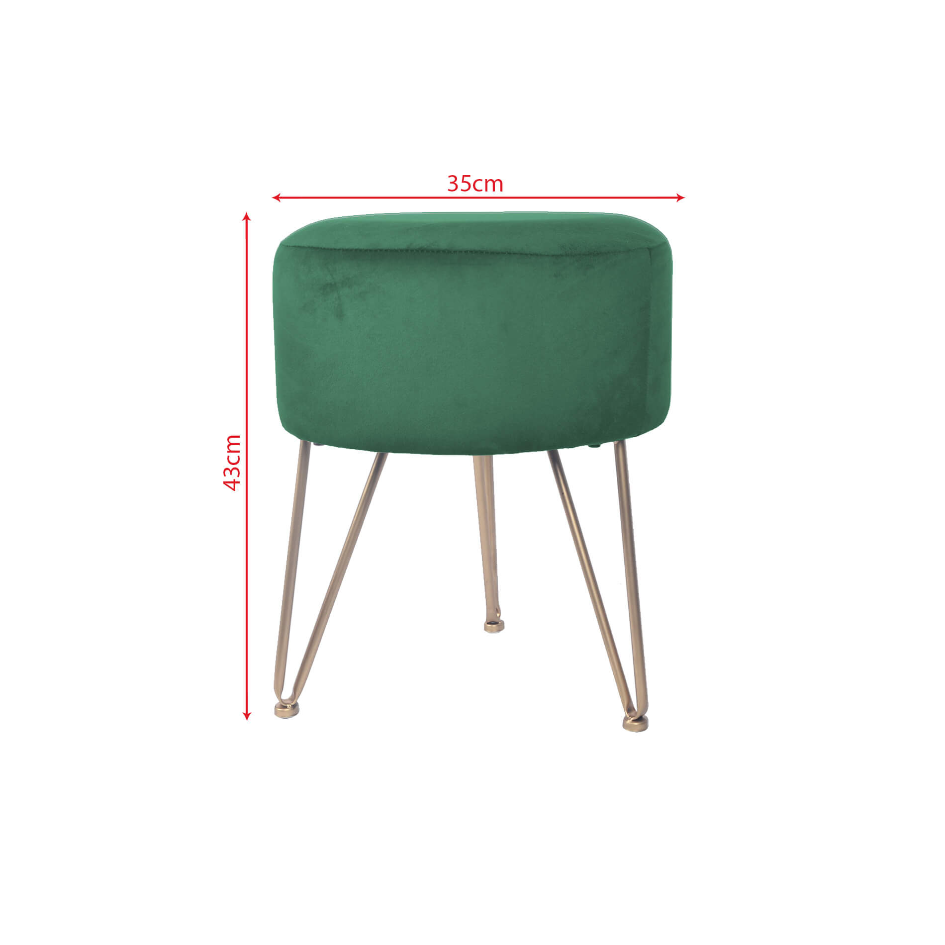 Pouf sgabello 43x35x35 in velluto verde