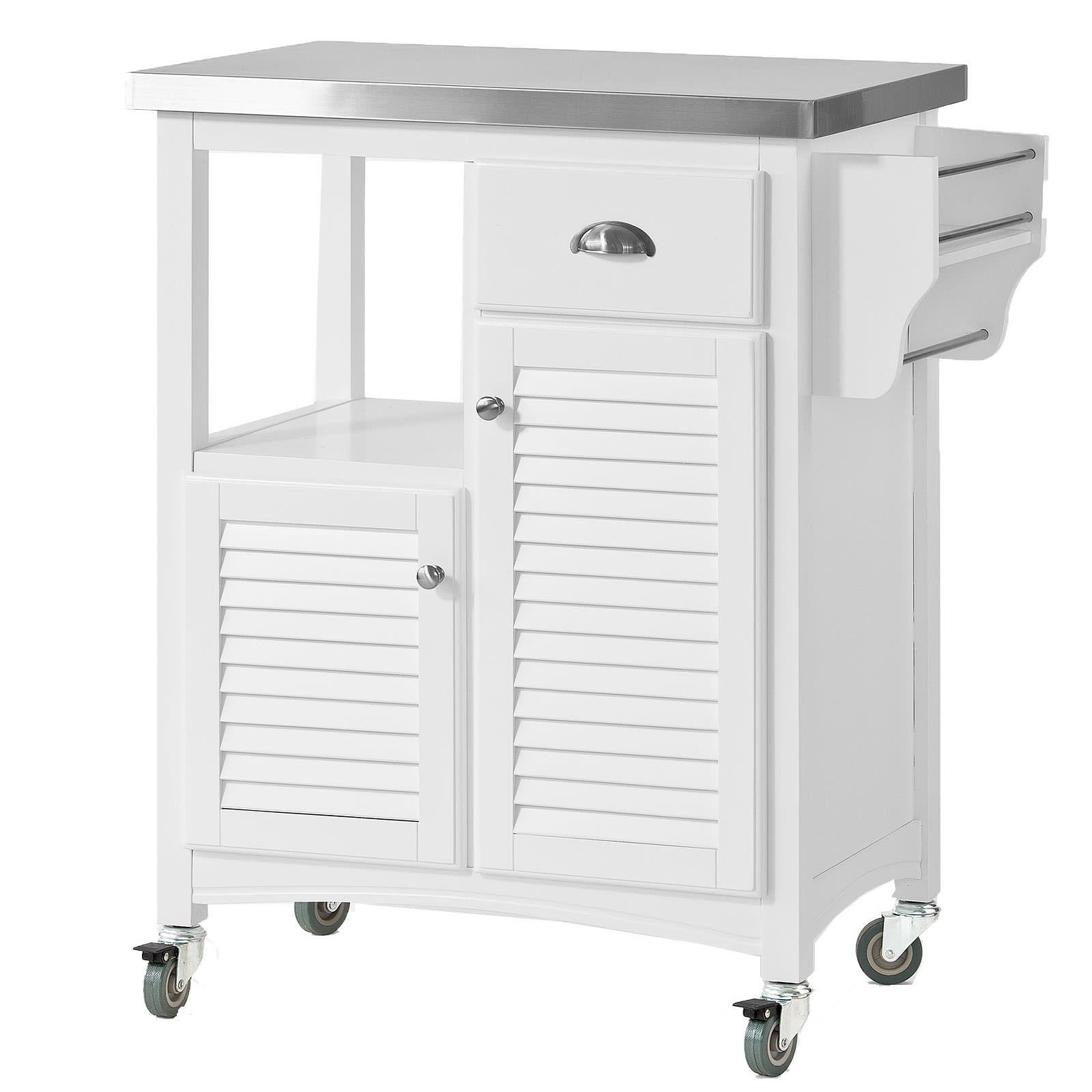 Carrello cucina bianco in mdf e acciaio