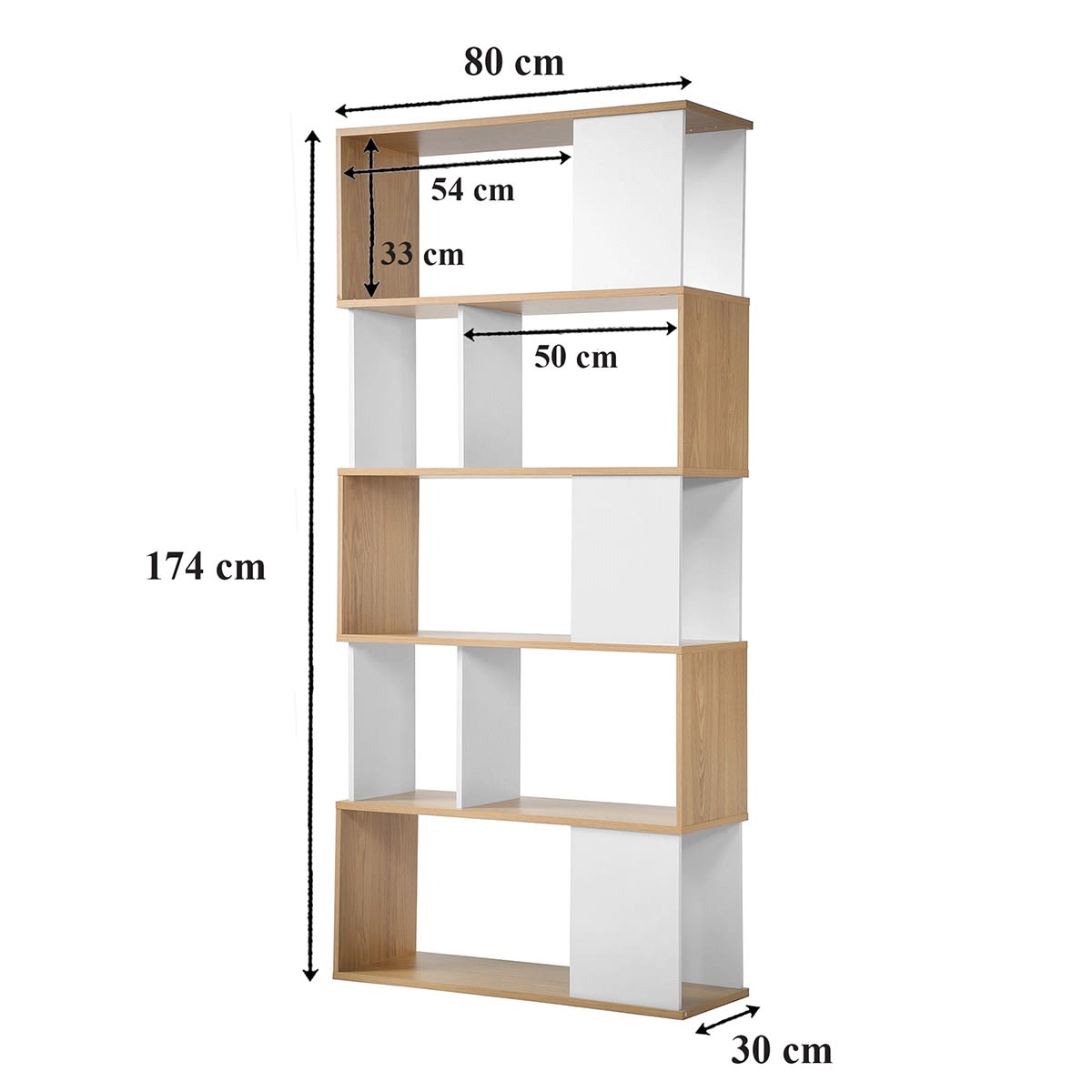 Libreria Decorazione Bianca e Rovere - L80 x H173,5 cm