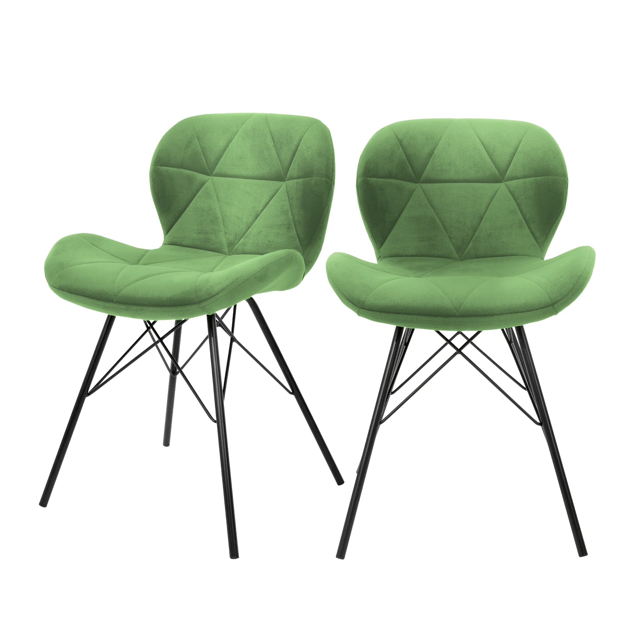 2 sedie per sala da pranzo salotto imbottite in velluto schienale verde  salvia