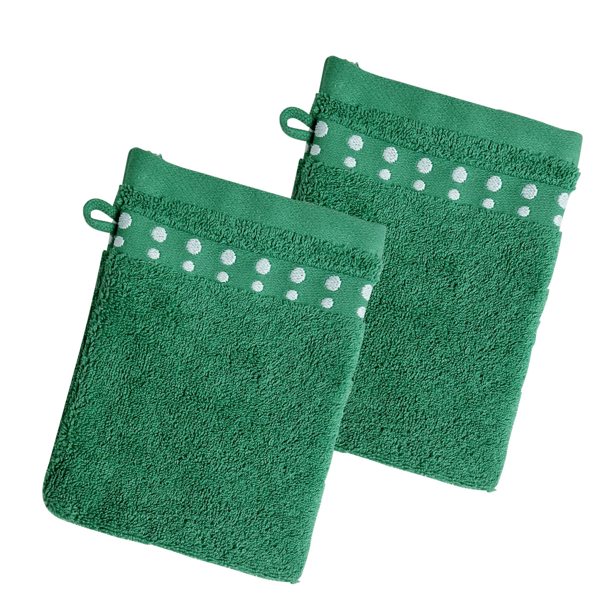 Lot de 2 gants de toilette - vert, Linge de lit & Déco