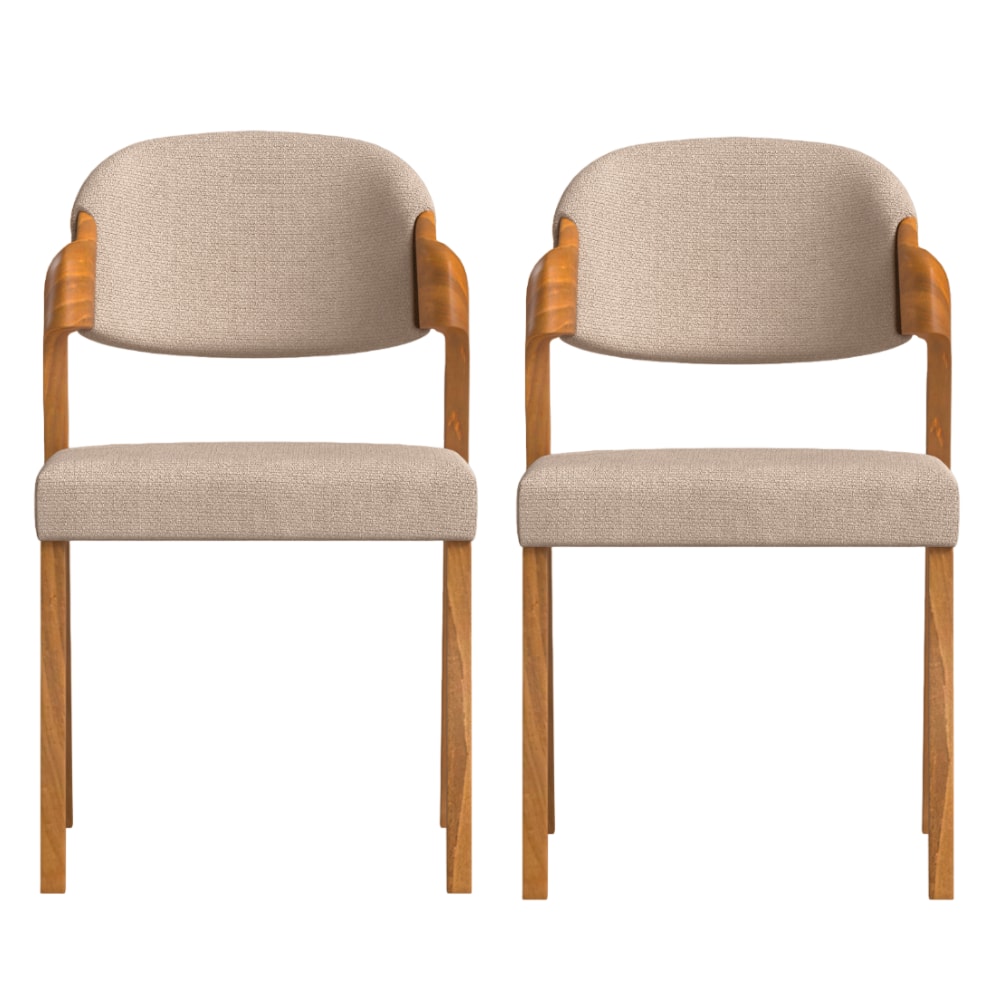 2 Stühle mit handgefertigtem, Maisons Stoff, | Celka in du Hellbraun Monde recyceltem