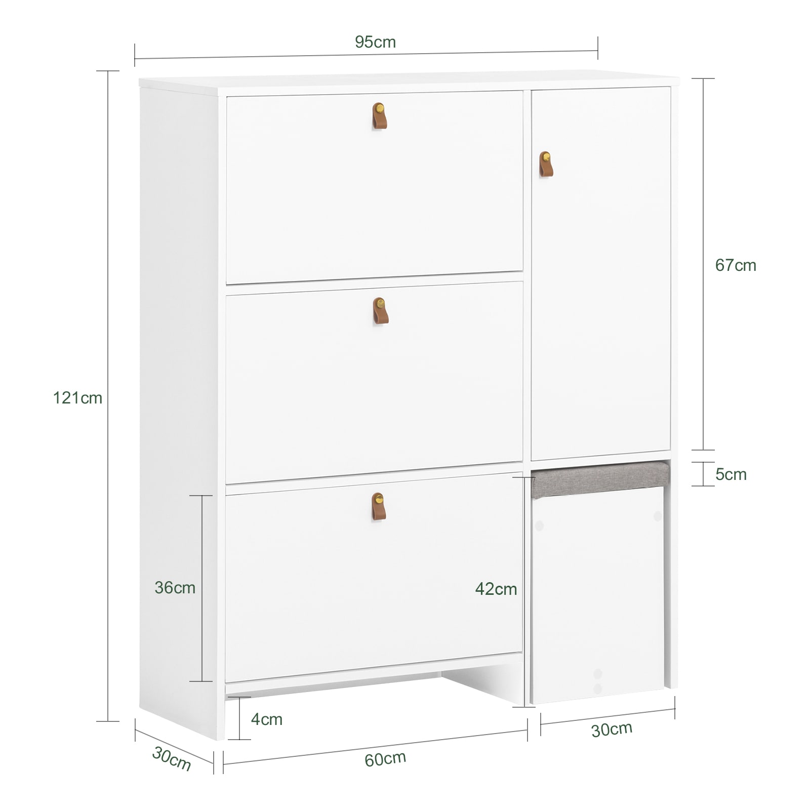 Zapatero modular de madera Class con 1 puerta y 3 solapas 106x22 cm 115h