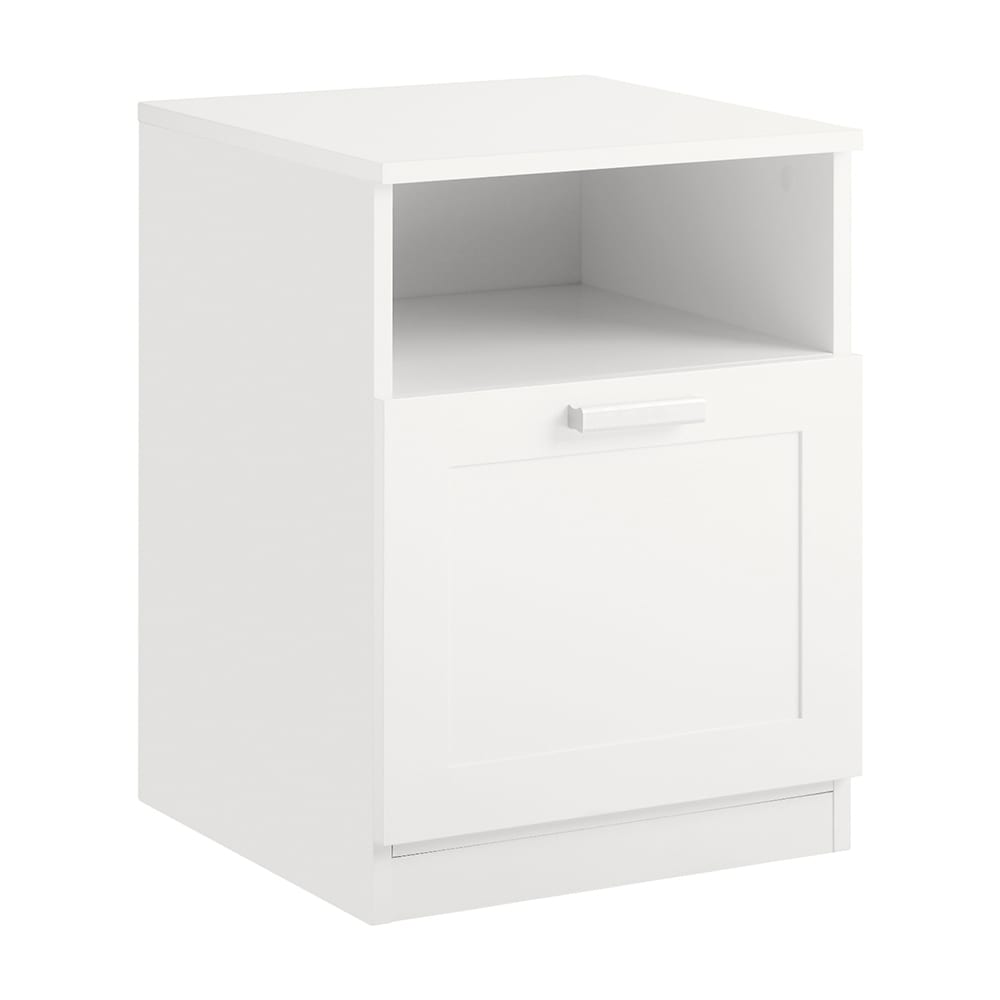 Comodino 1 cassetto 1 nicchia LED MDF laccato Bianco FABIO