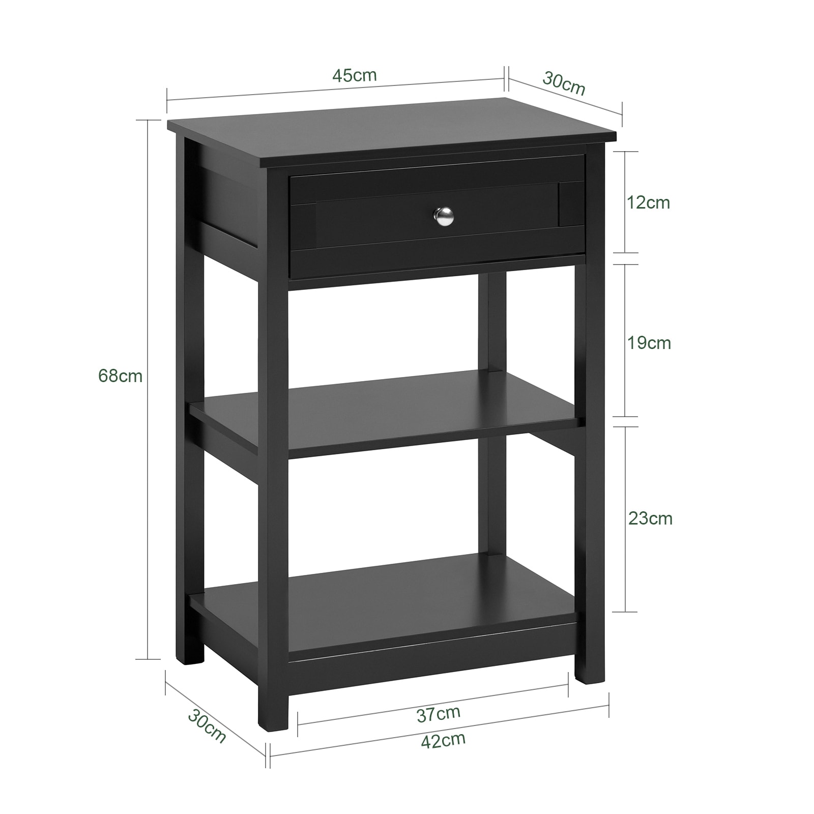 Comodini vintage scaffale a parete set 2 pezzi mdf nero