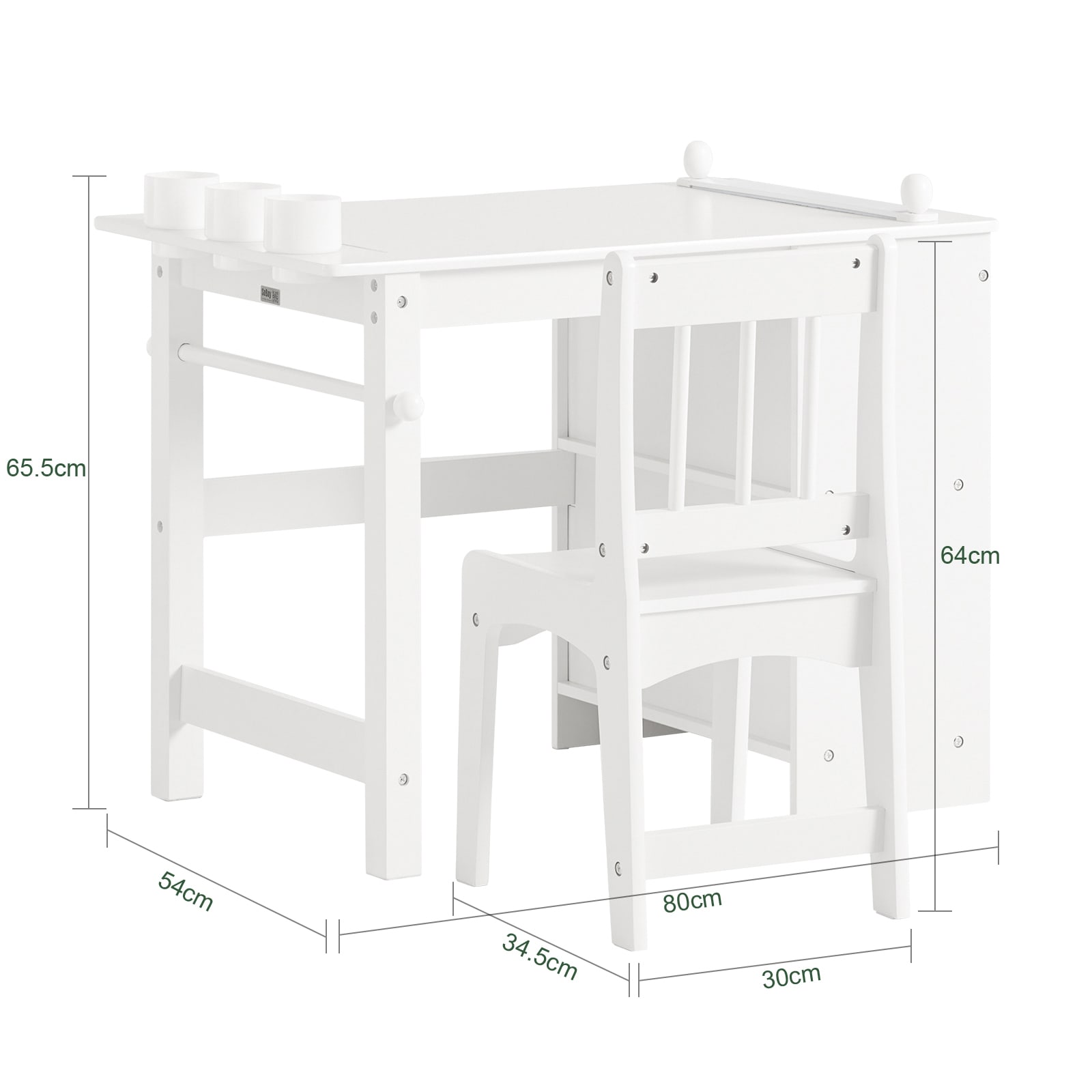 kindsgard Set mesa y silla infantil snakkermat madera/blanco 4 piezas 