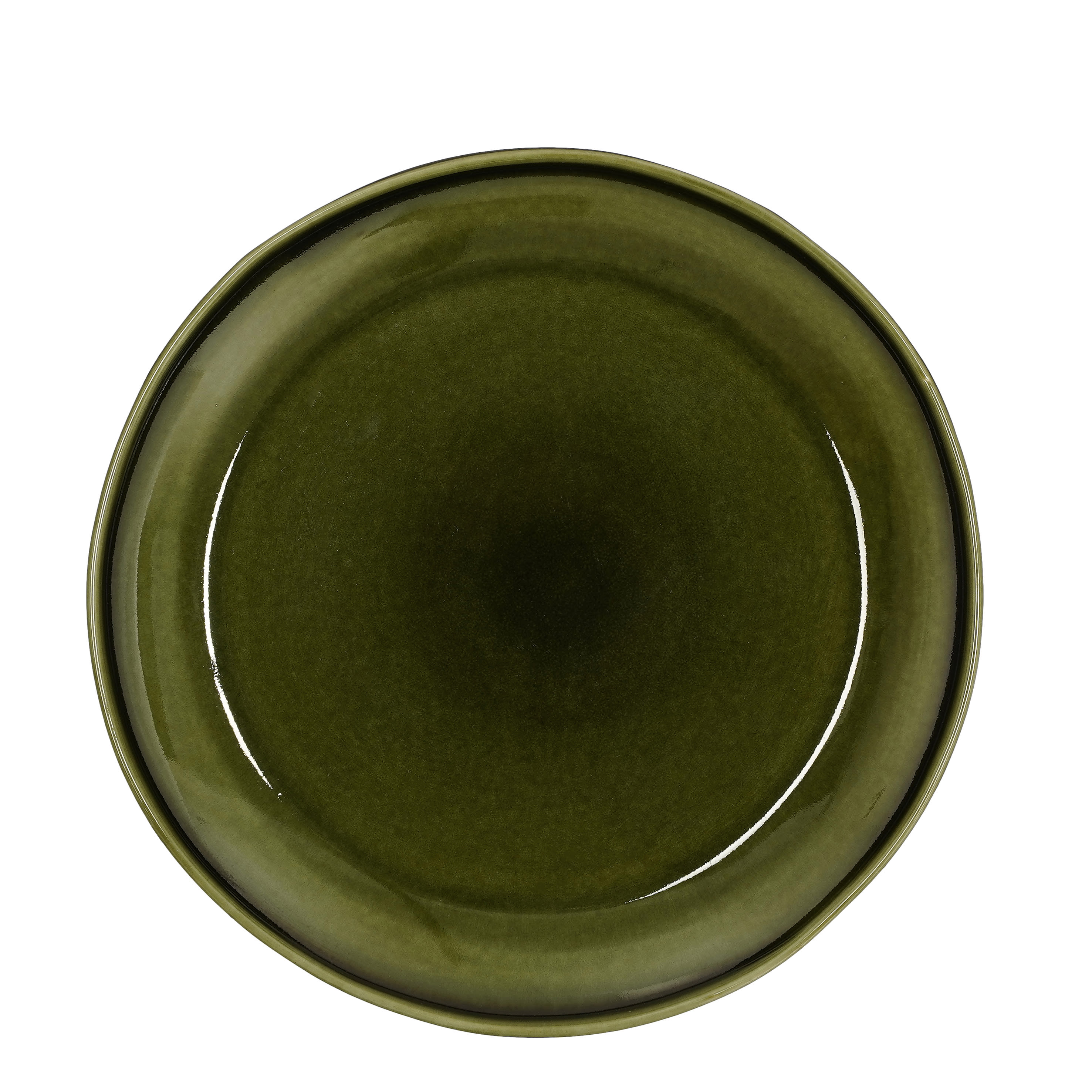 Plato llano cerámica verde y blanco -Vajillas