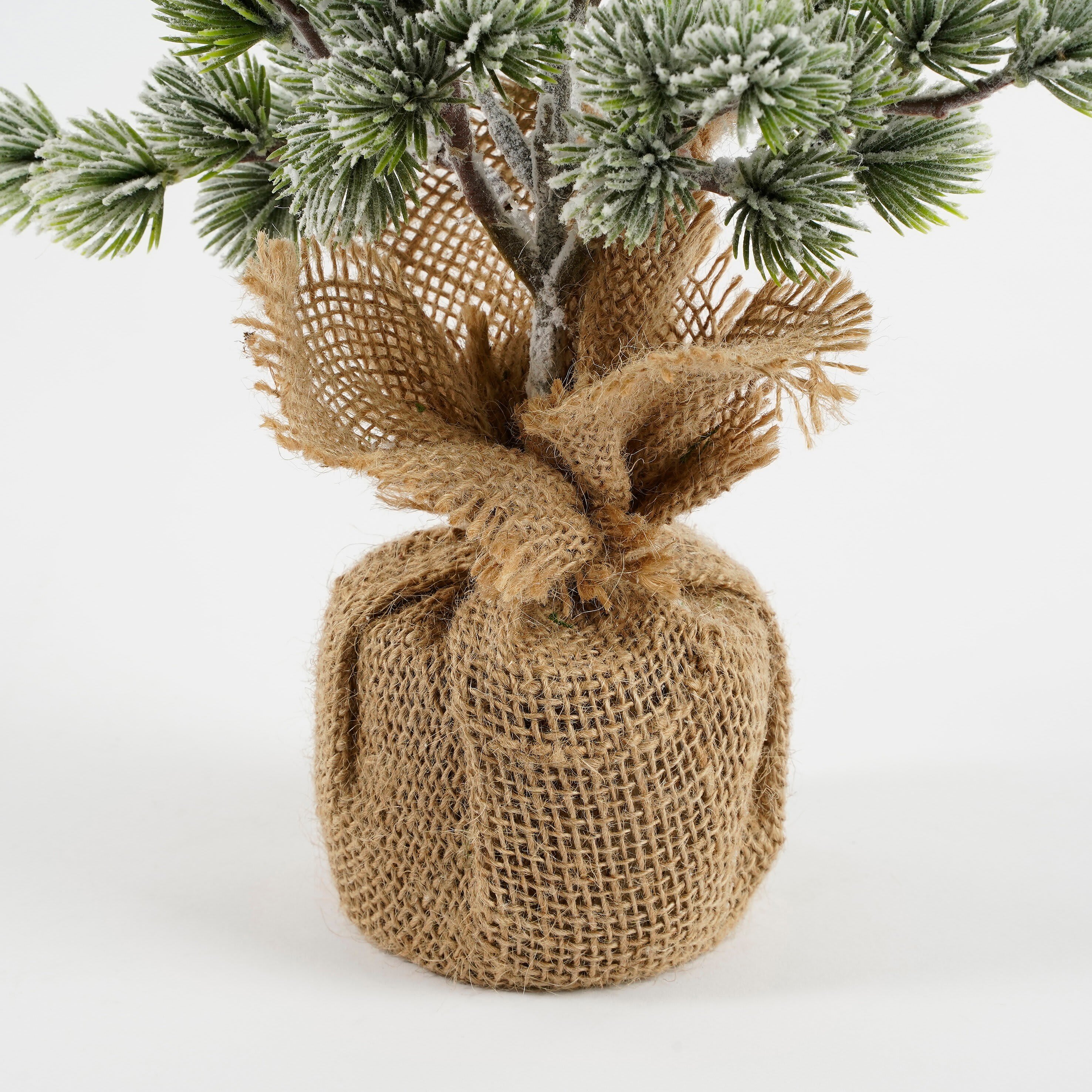 Árbol de navidad artificial efecto escarcha en bolsa de yute alt. 45