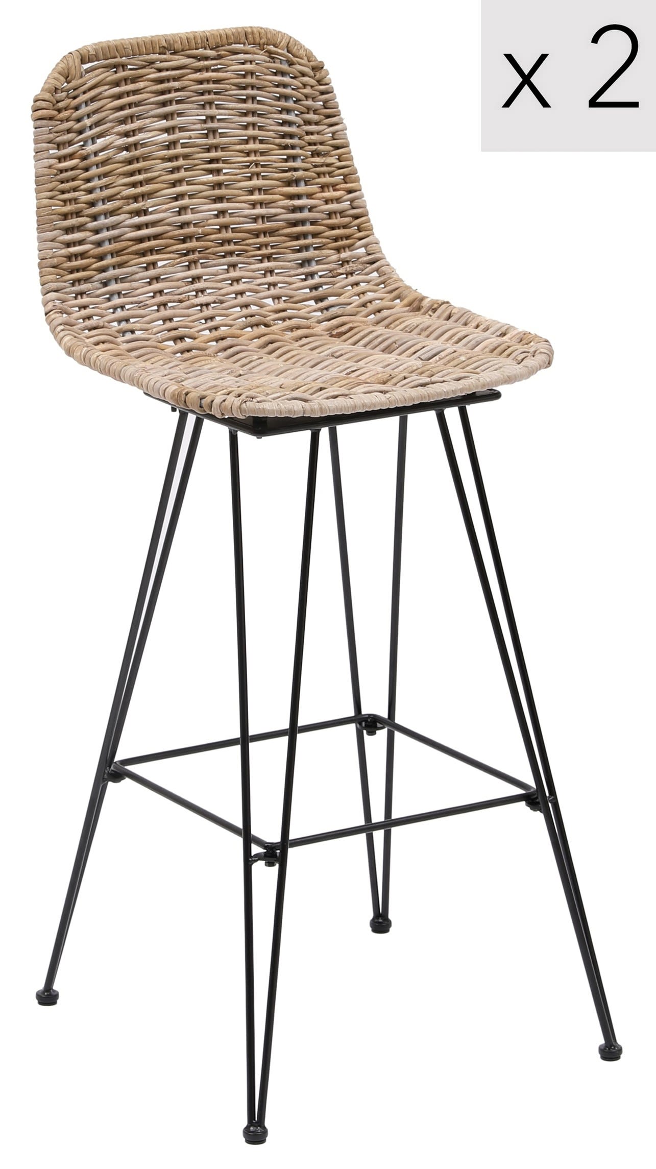 Relaxdays Sgabello Pieghevole BASTIAN, Forma Rotonda, Effetto Rattan,  Resistente, HxLxP 45x32,5x29 cm, Marrone