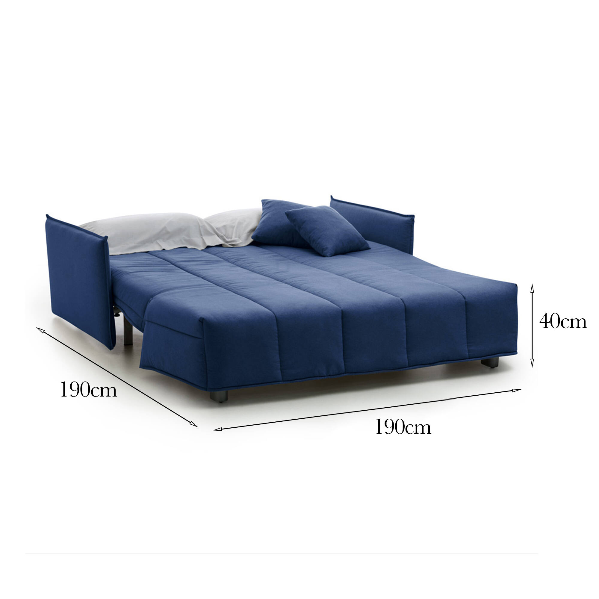 Divano letto 1 posto tessuto Blu con cassettone