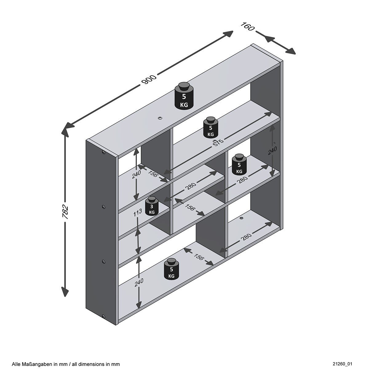 Scaffale a muro 86x53 cm