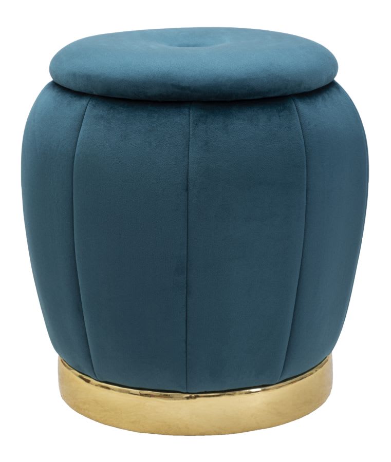 Pouf contenitore in tessuto blu Ø cm 43x43 PARIS