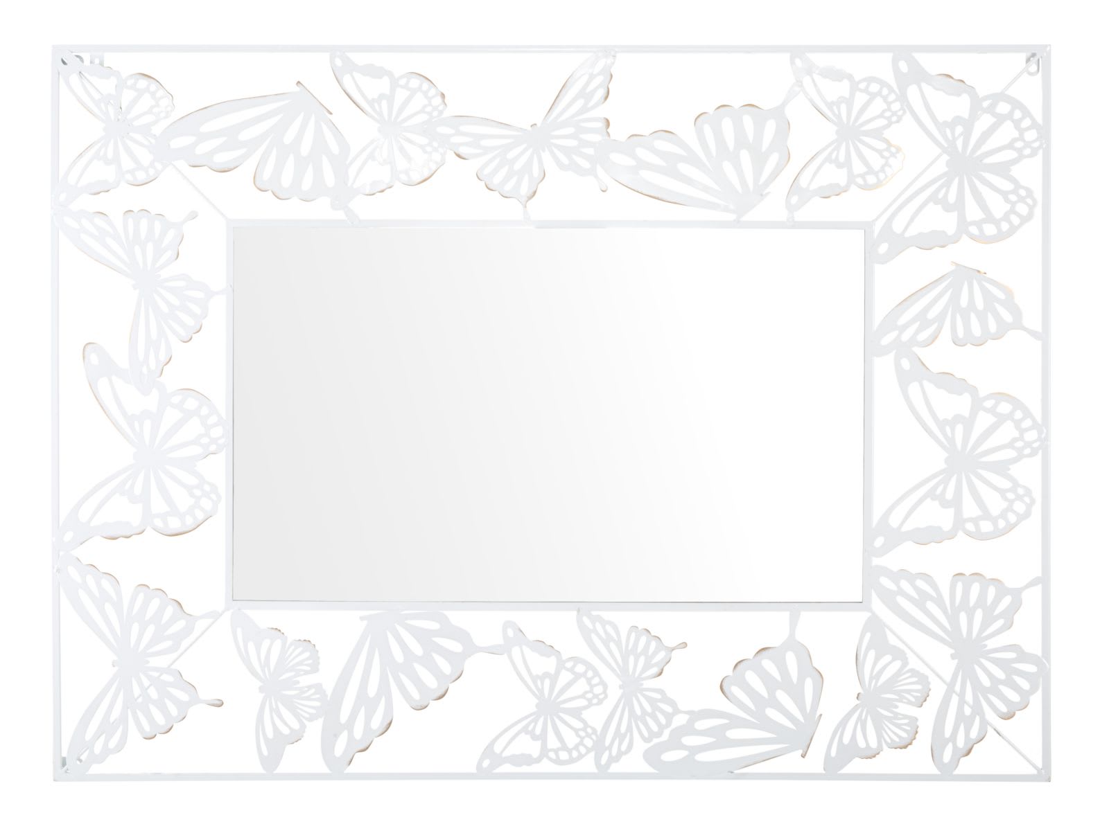 Specchio da parete con farfalle in volo in metallo bianco cm 85x1x115  BUTTERFLY