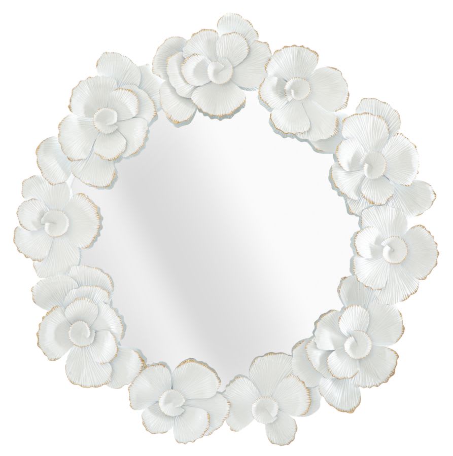 Specchio a mano 9x21 metallo bianco - FloralGarden