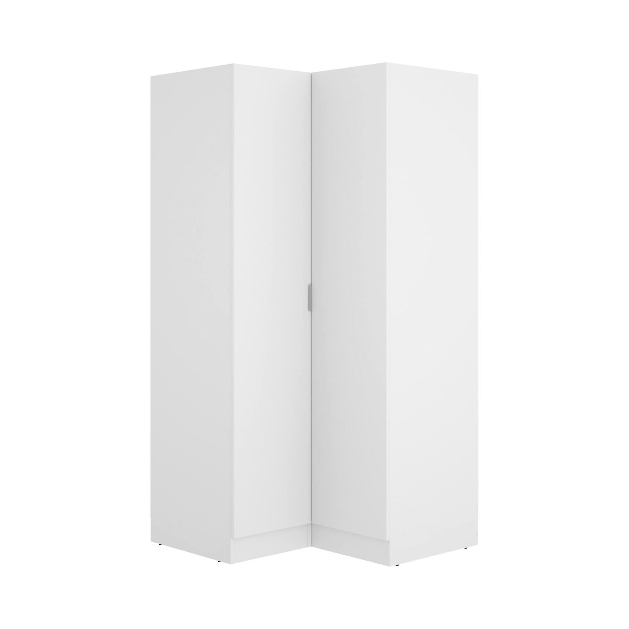 Guardaroba Elgon, Mobile angolare per camera da letto, Armadio appendiabiti  ad angolo a 2 ante battenti, 91x93h184 cm, Bianco