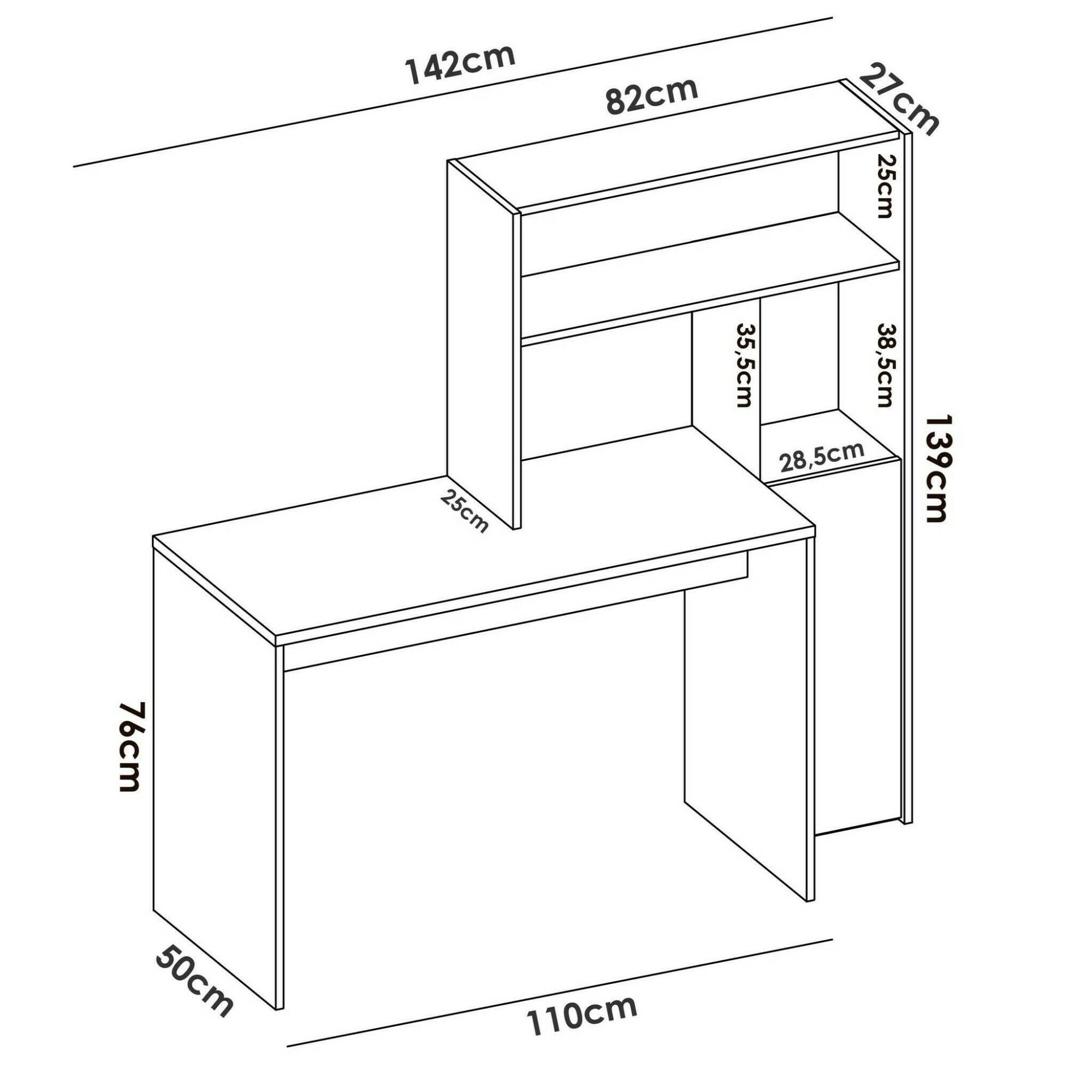 Scrivania effetto legno bianco e rovere nodi DDAMIAN