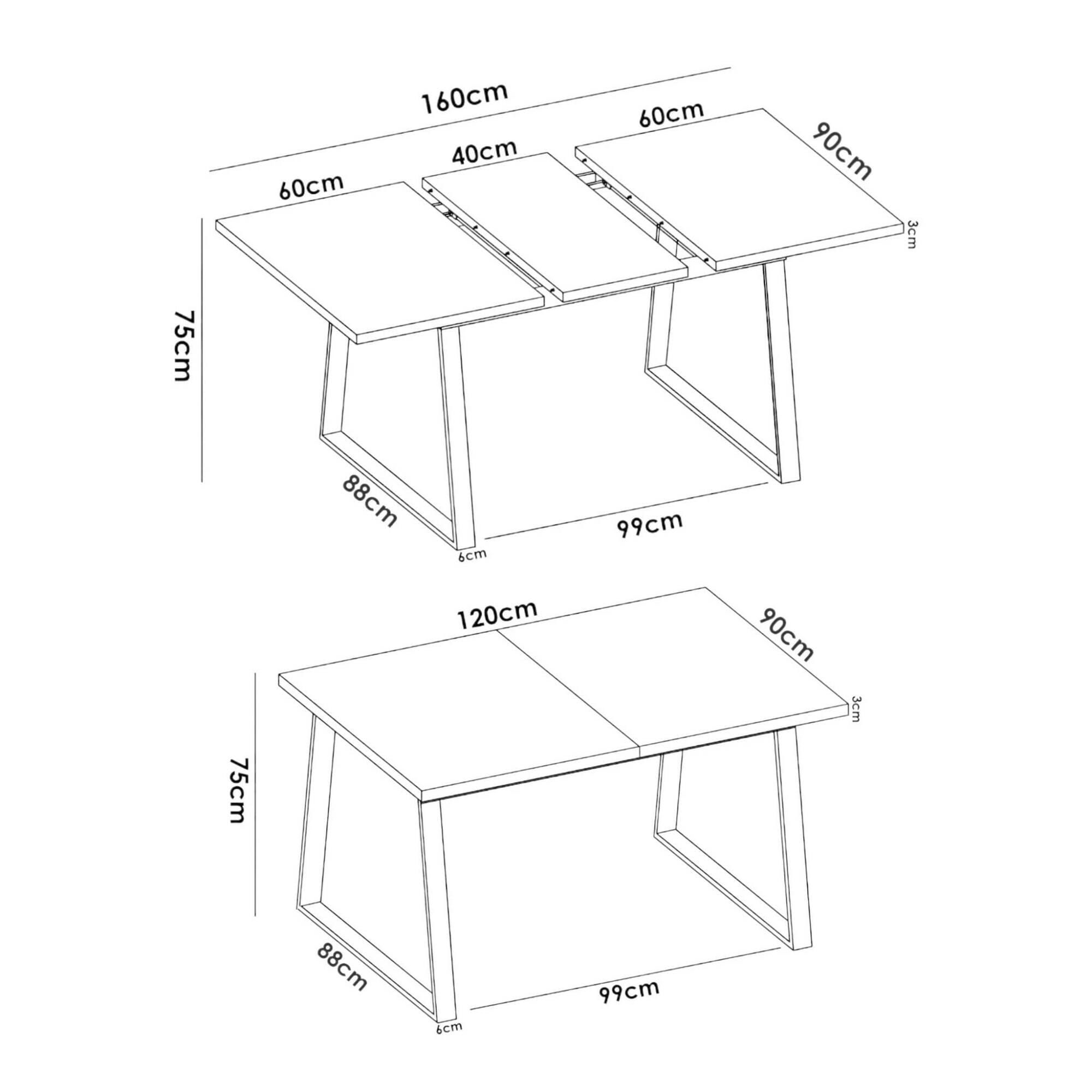 Tavolo fisso effetto legno rovere nodi 160x90 DARSLA