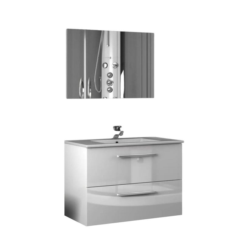 Mobile sospeso sotto lavabo con specchio cm 80x45 57h bianco ARUBA