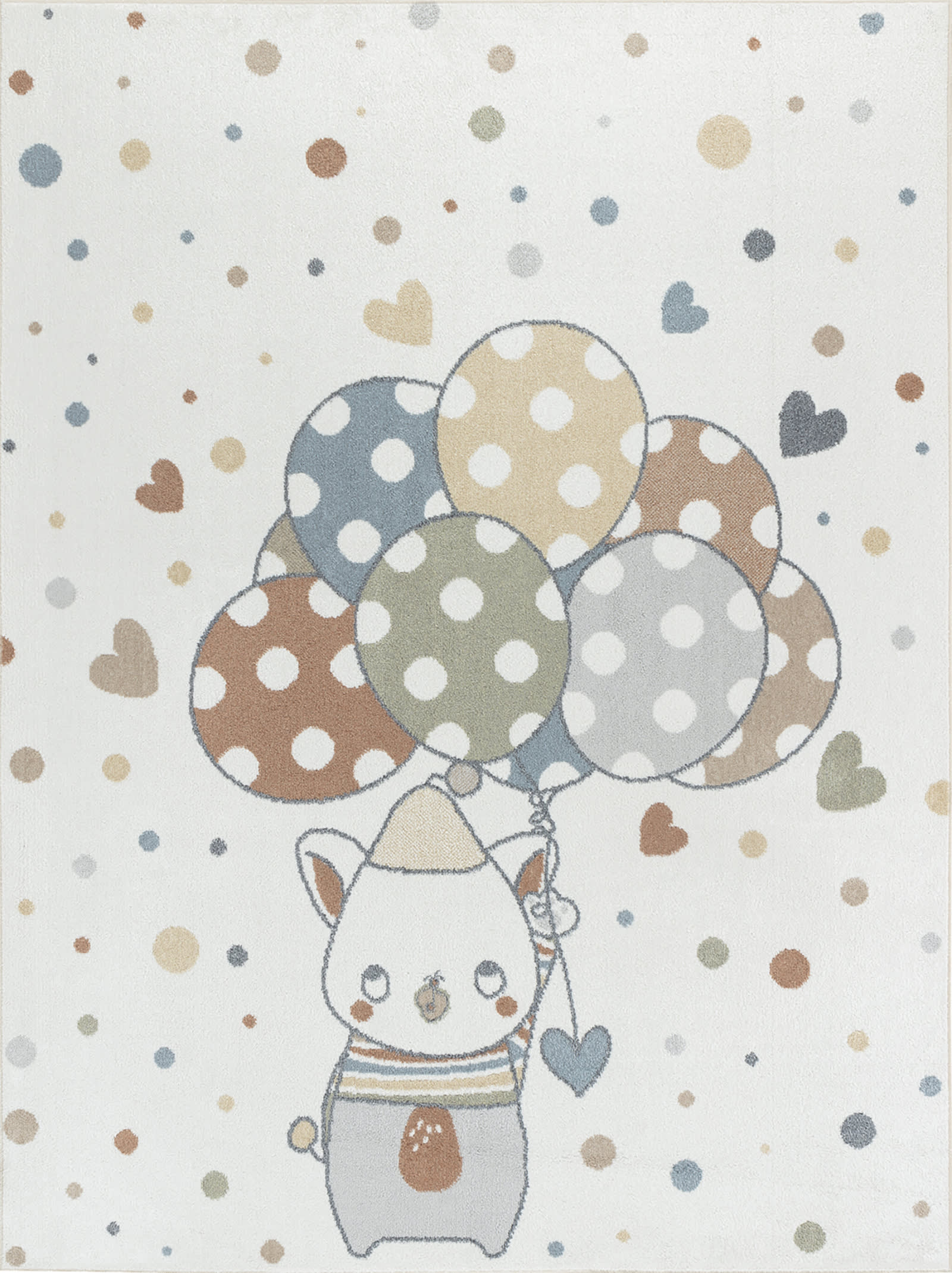 Tappeto Bambini Lavabile Palloncini Multicolore/Beige 120x170 Stella