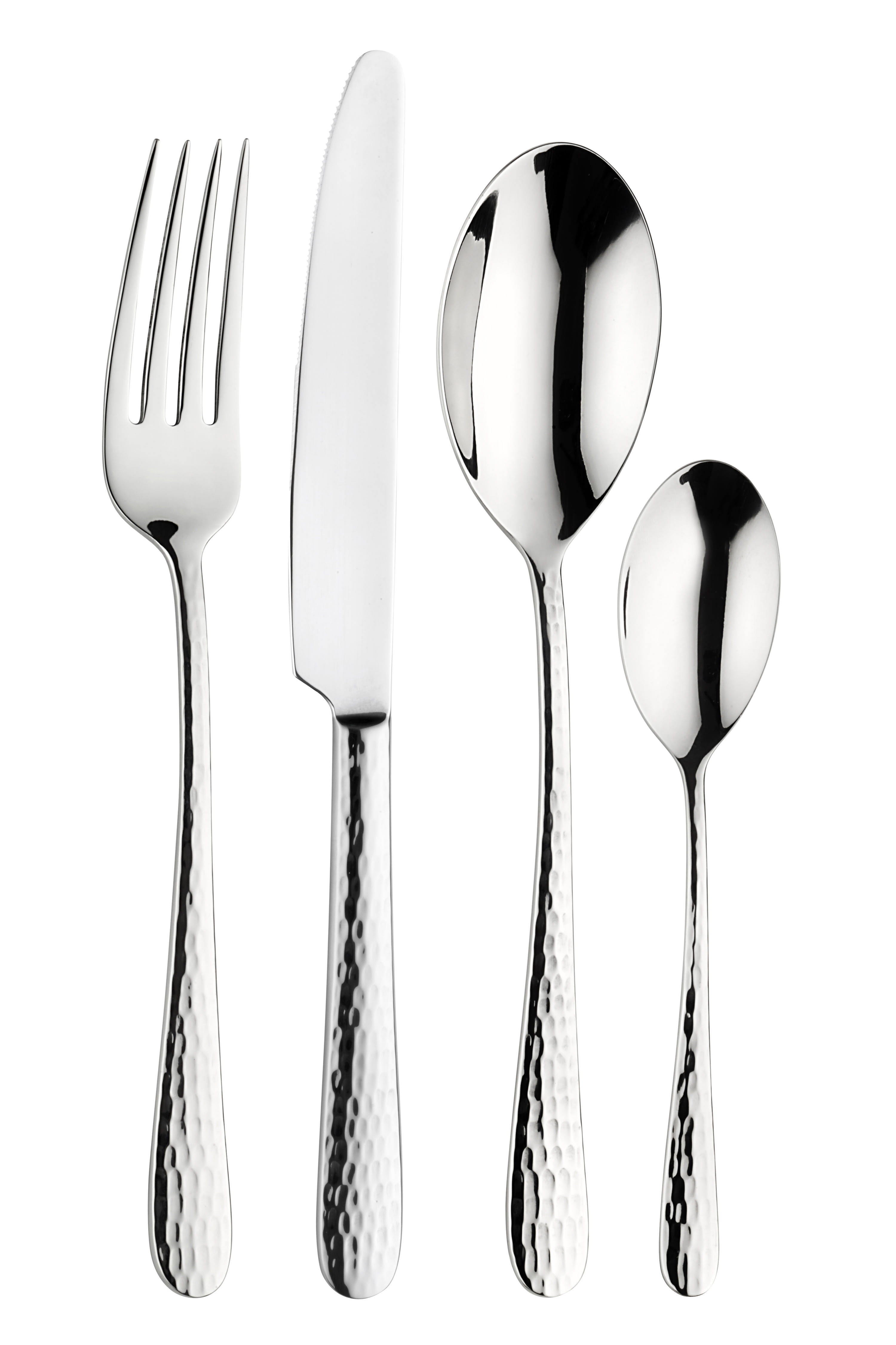 Set 24 posate acciaio inox nero martellato