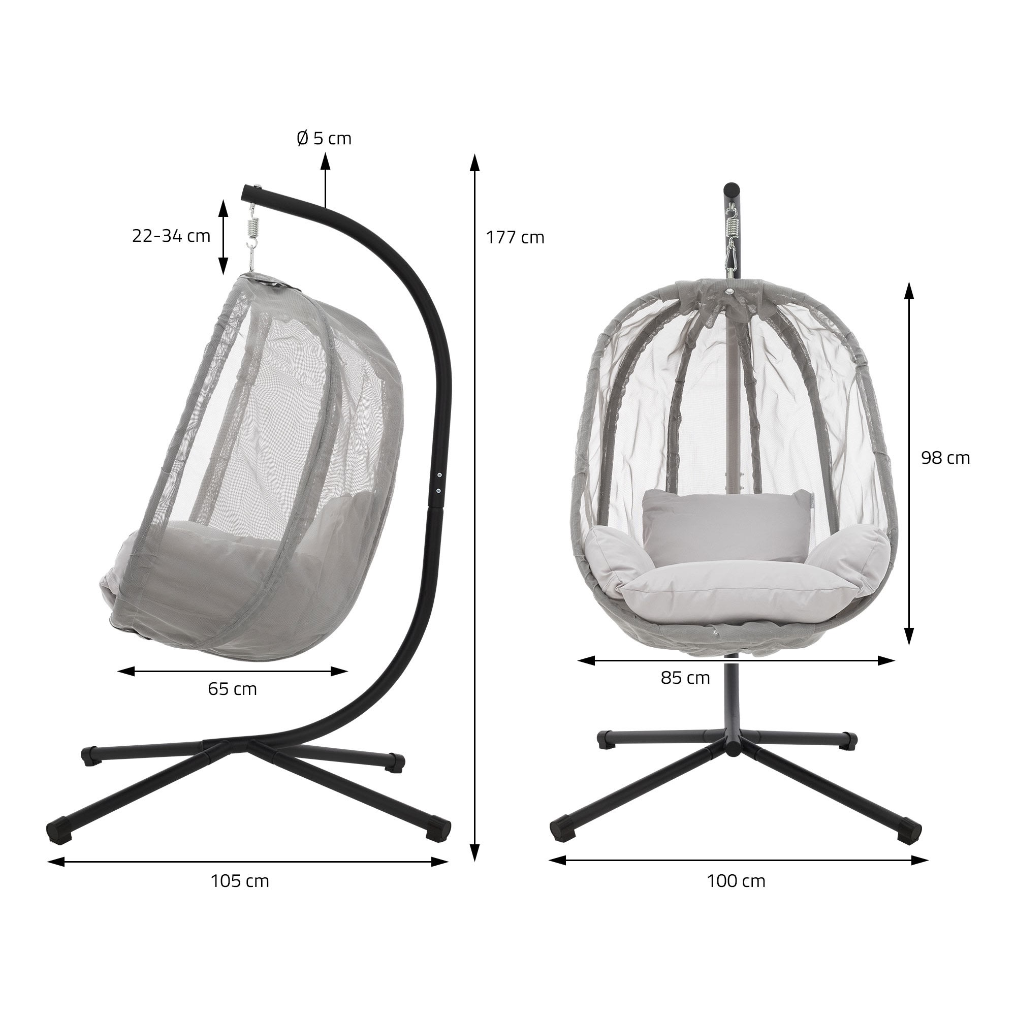 Sedia sospesa navy a forma di uovo + cuscino