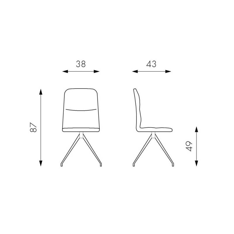 2pz Sedia imbottita in microfibra effetto velluto marrone cm38x43 87h ALBA