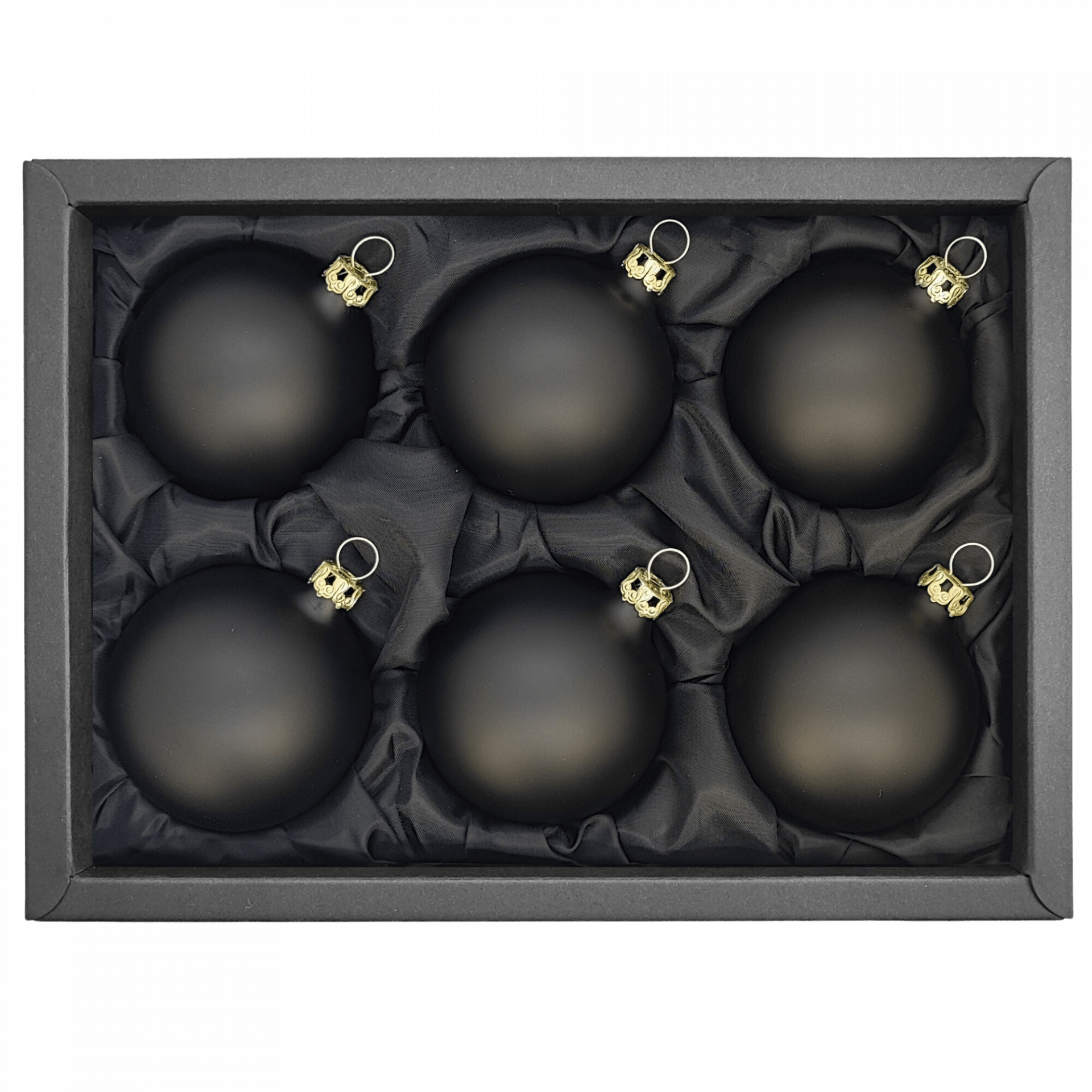 6er Set Weihnachtskugeln aus Glas, Ø 6 cm, Schwarz MODERN STYLE