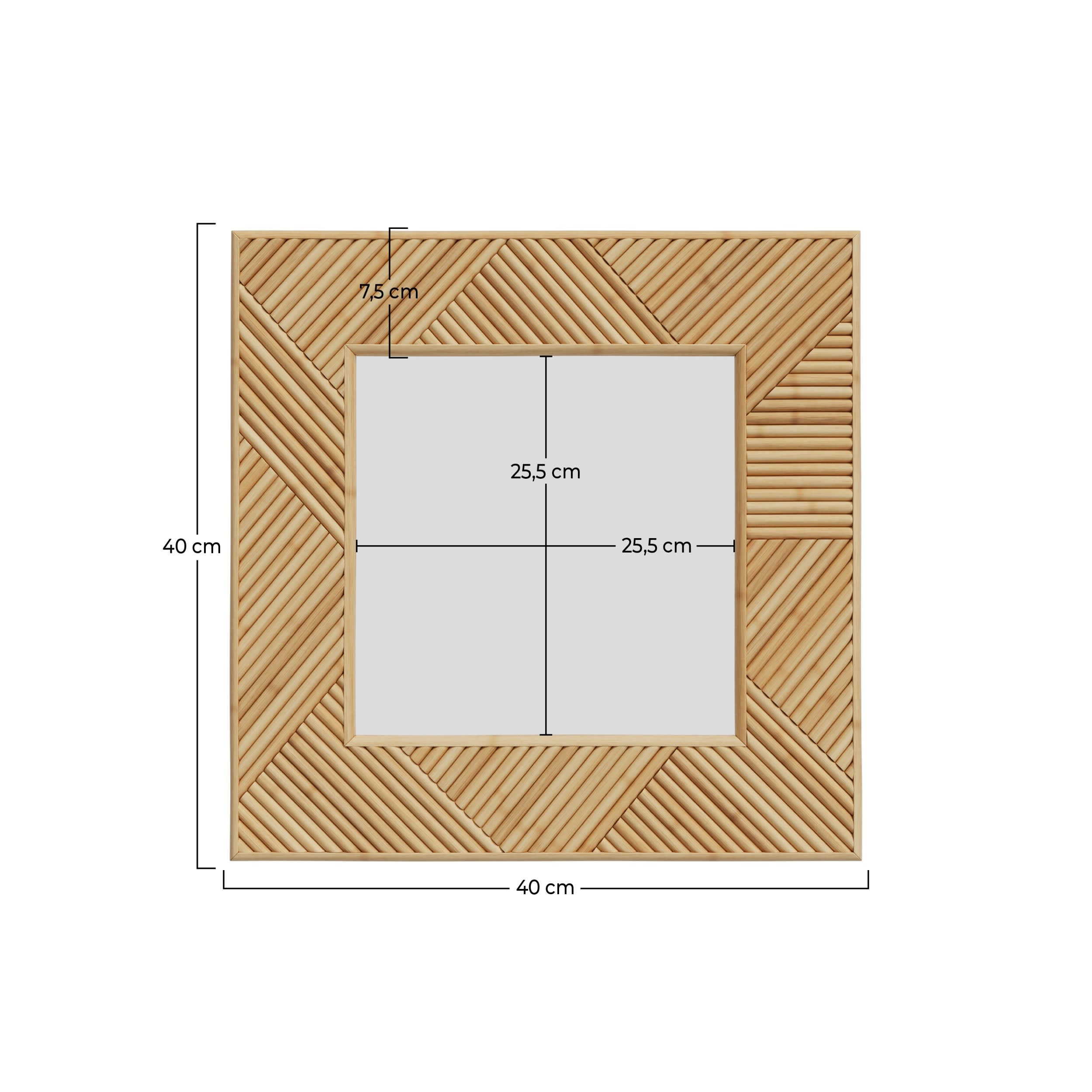 Specchio quadrato con cornice in legno 40x40 cm Lapta