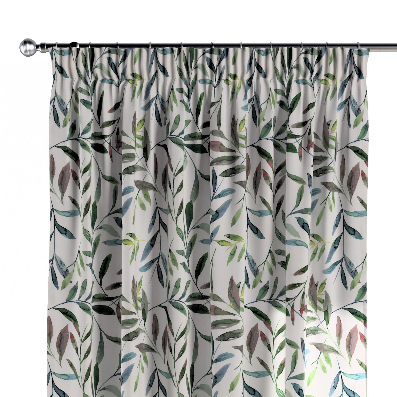 Vorhang aus Baumwolle mit Kräuselband, weiß und grün, 130x245 cm EDEN |  Maisons du Monde