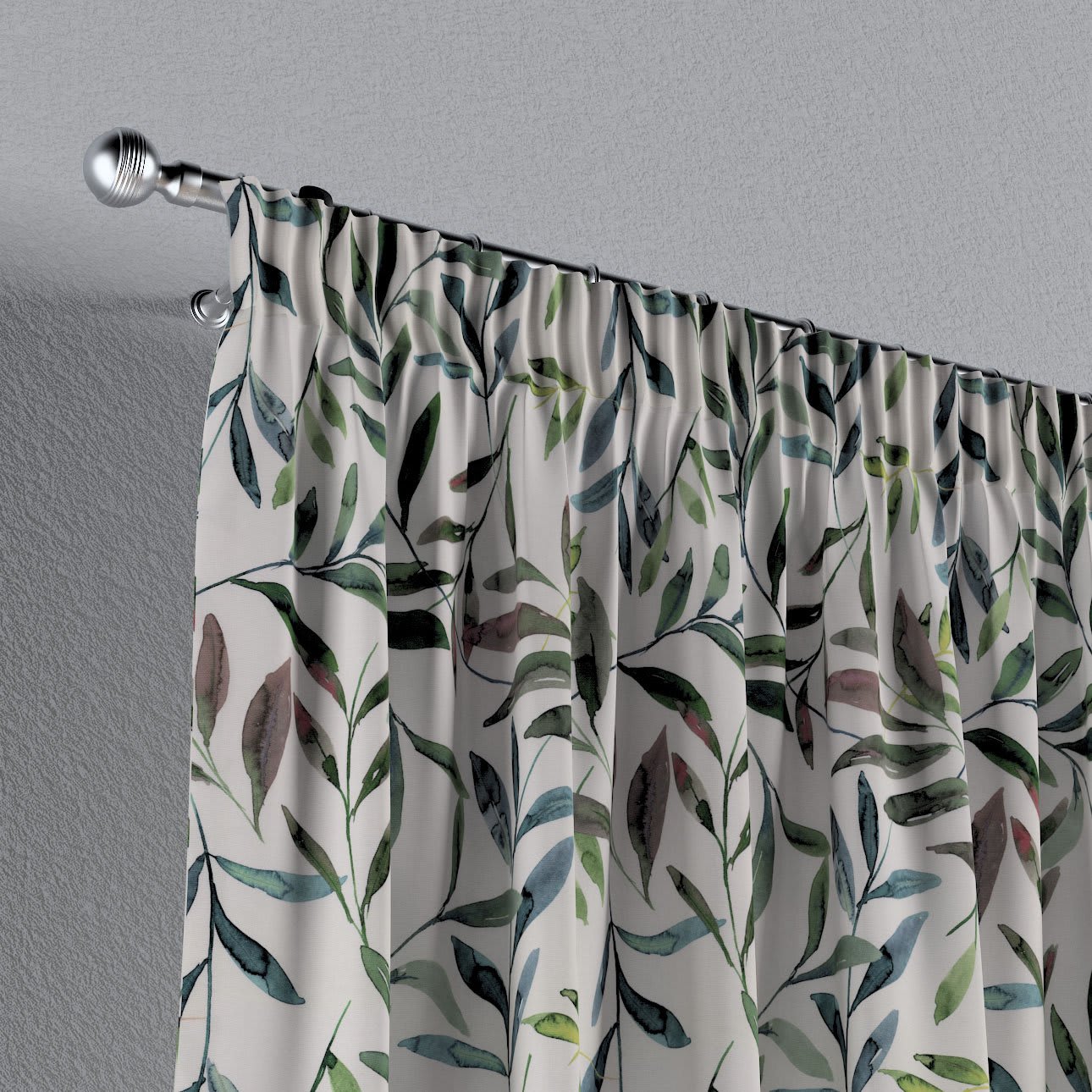 Vorhang aus Baumwolle mit Kräuselband, weiß und grün, 130x245 cm EDEN |  Maisons du Monde