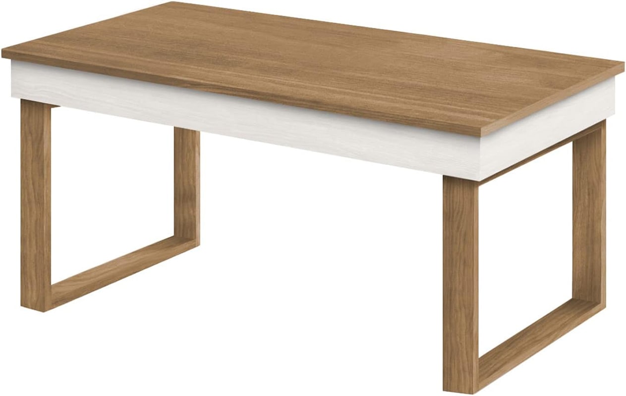 Odin - Mesa Centro Elevable Madera Maciza, Acabado Encerado, Patas Color  Blanco. Medidas: 100x50x47 Cm con Ofertas en Carrefour