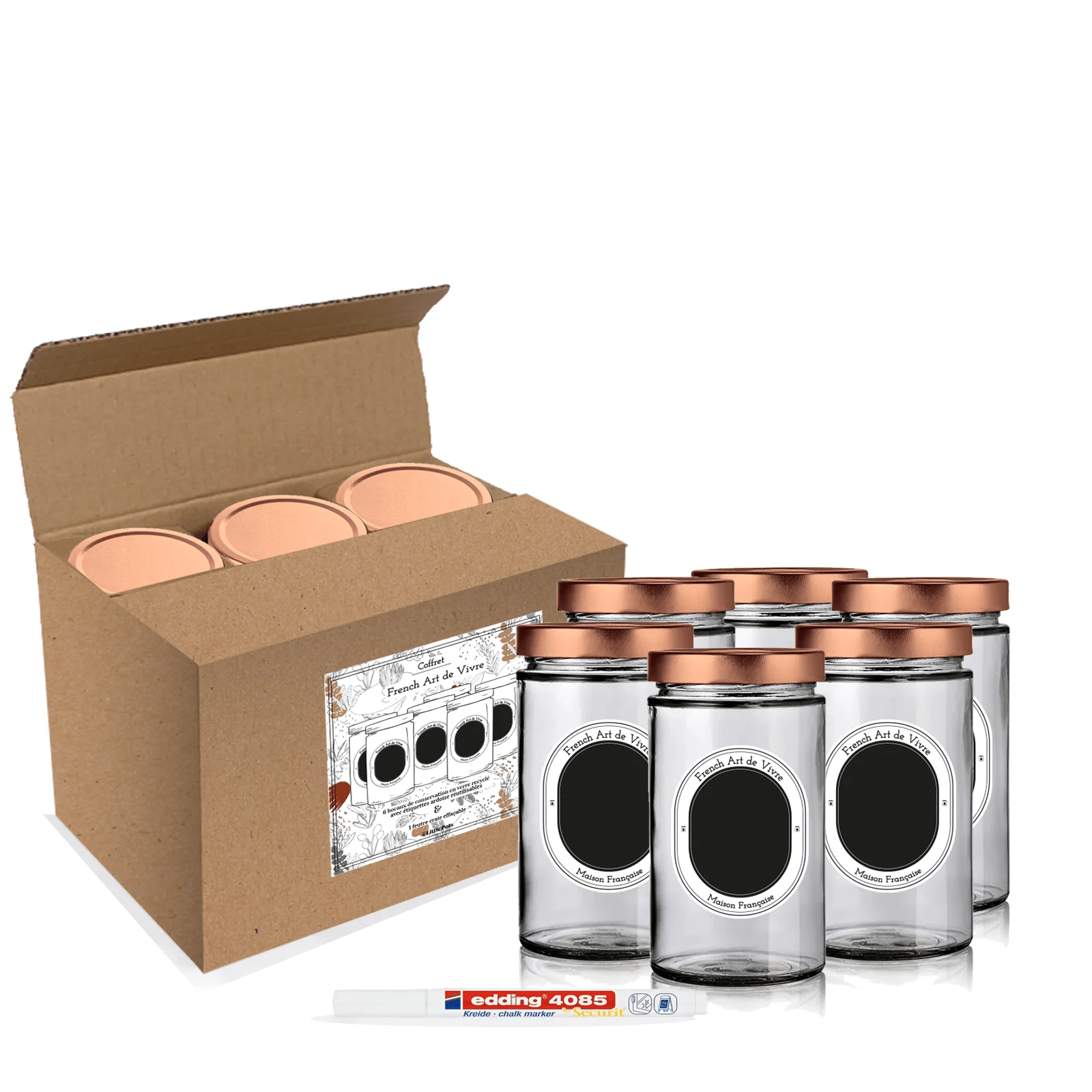 Pack épices - 12 pots 130ml couvercles noirs + étiquettes PACK EPICES