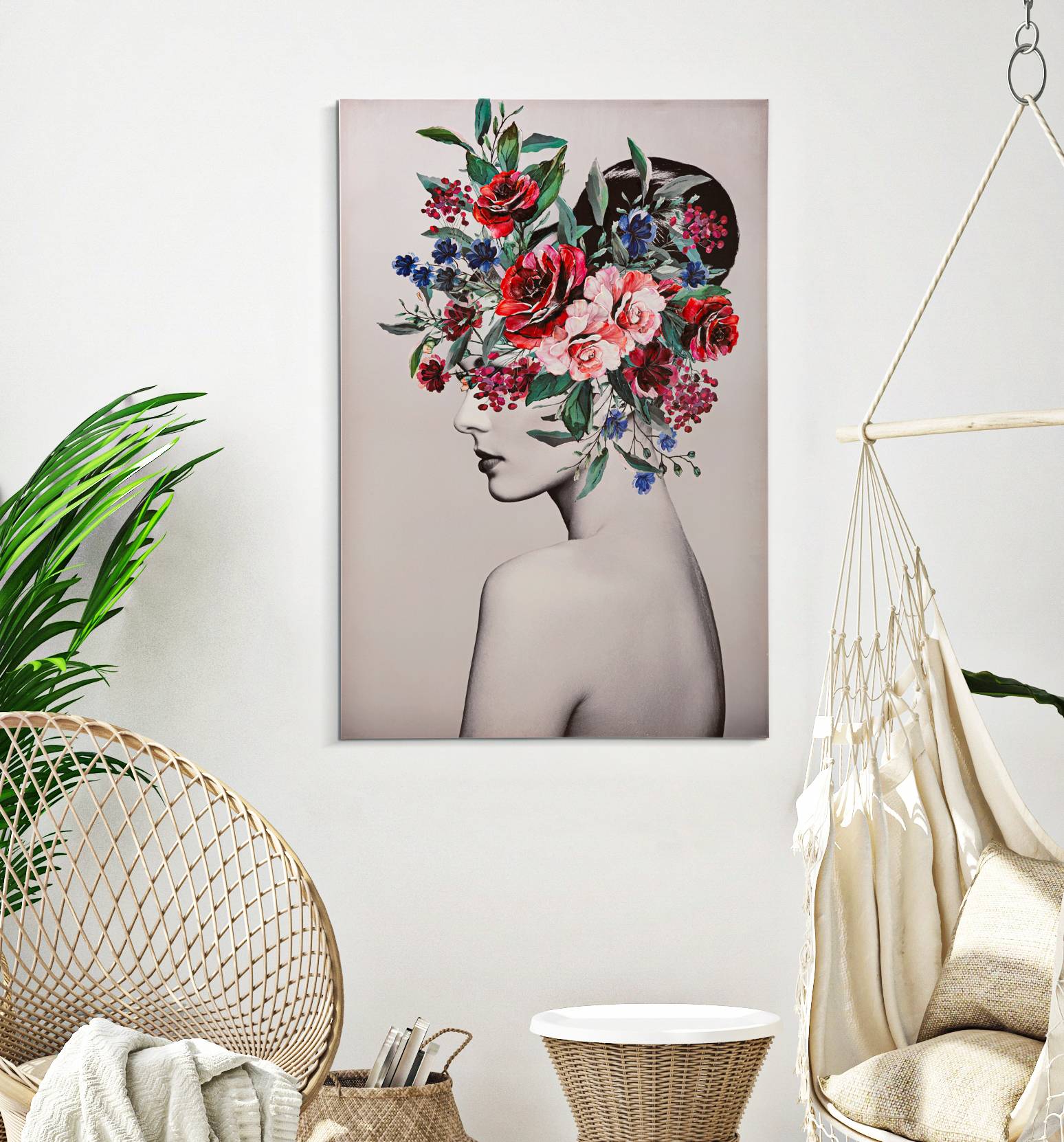 Stampa su tela multicolore donna con fiori cm 80x2,8x120 LADY