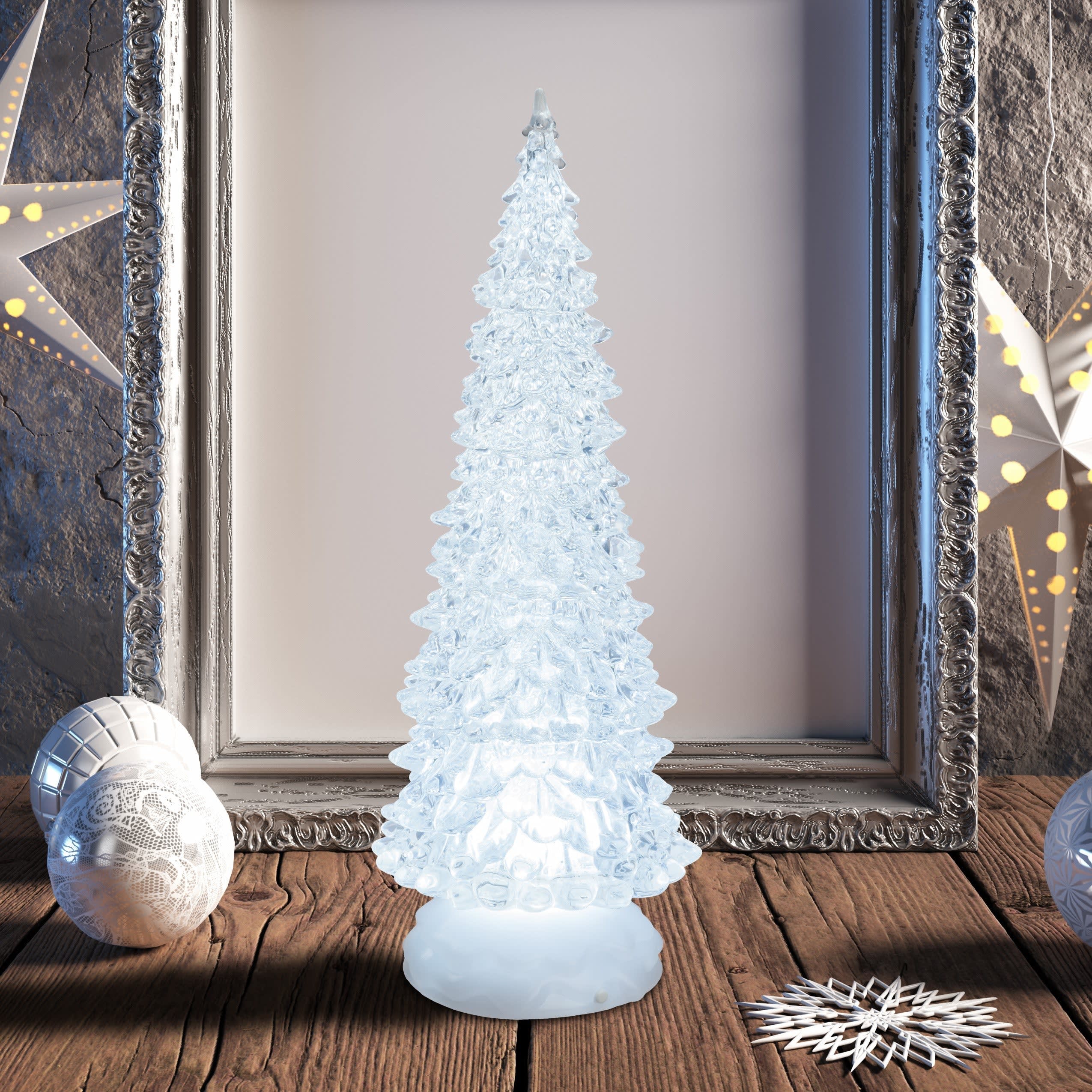 ALBERO DI NATALE DA INTERNO CM 120 H CON 52 PALLINE E GHIACCIO LUMINOSO A  LED