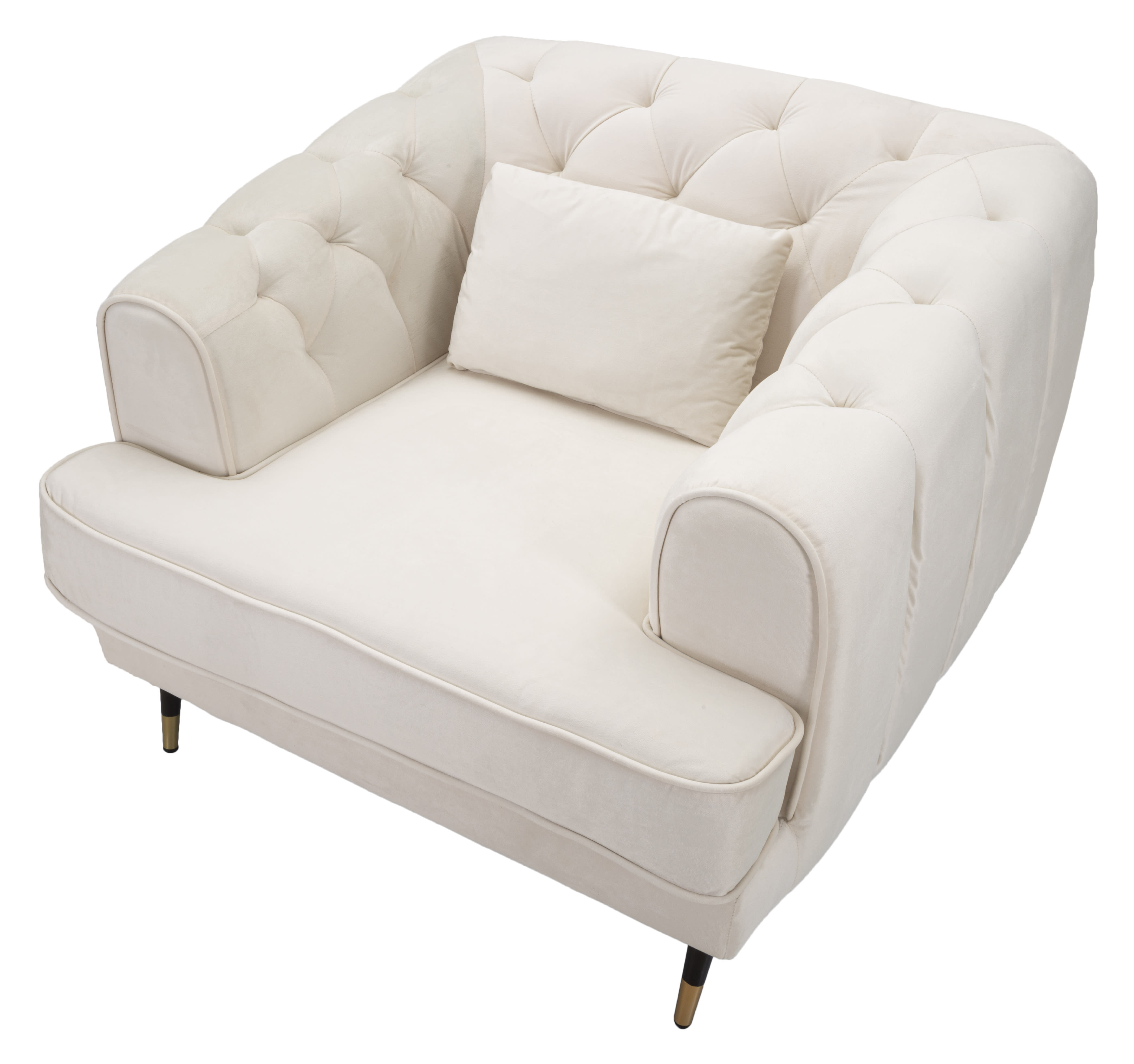 Poltrona in tessuto beige con gambe in legno, poltrone sofa 87x86xh84 cm  ideale in soggiorno o camera da letto.