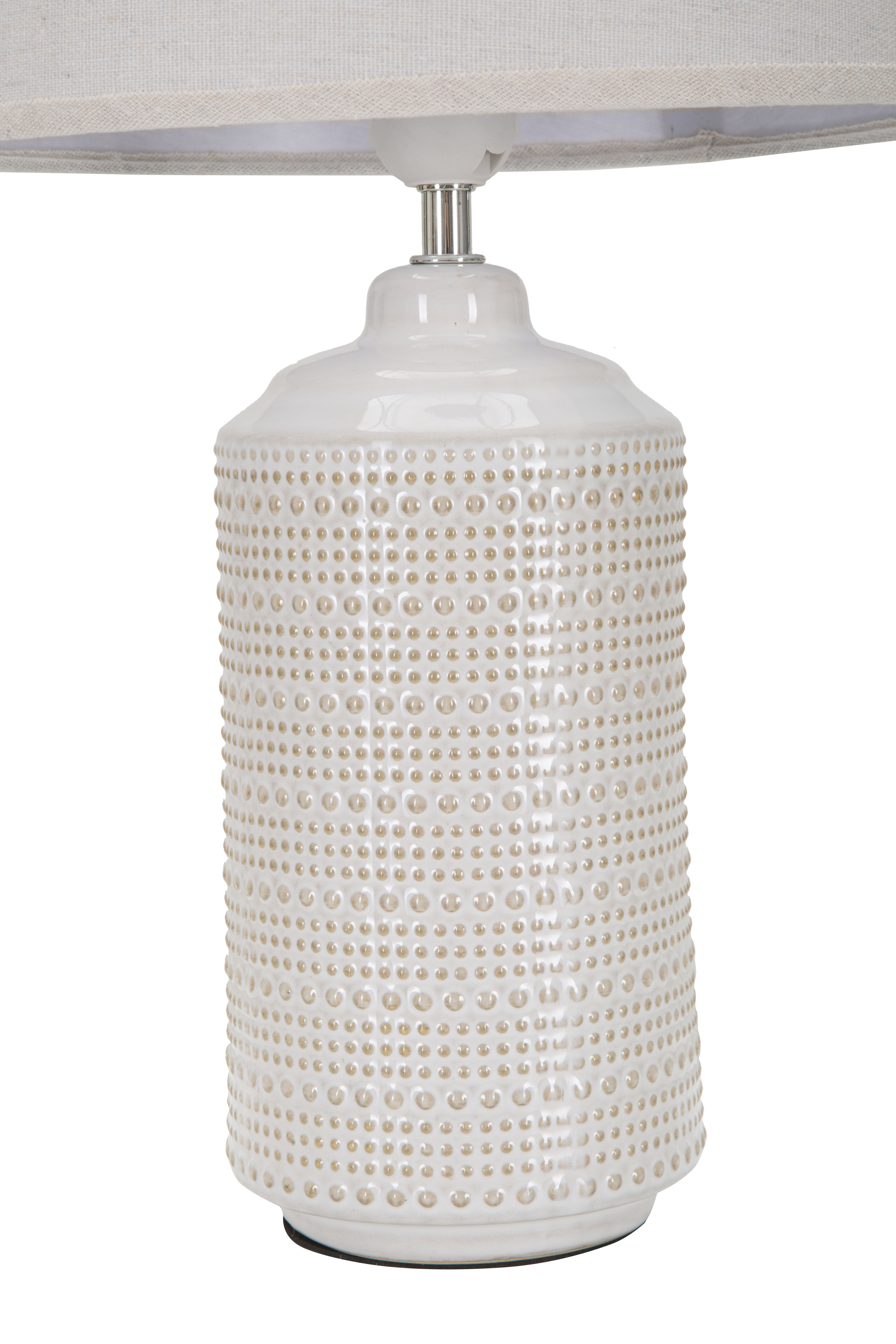 Malu lampada da tavolo in ceramica con paralume beige h. 26cm Moderno E14