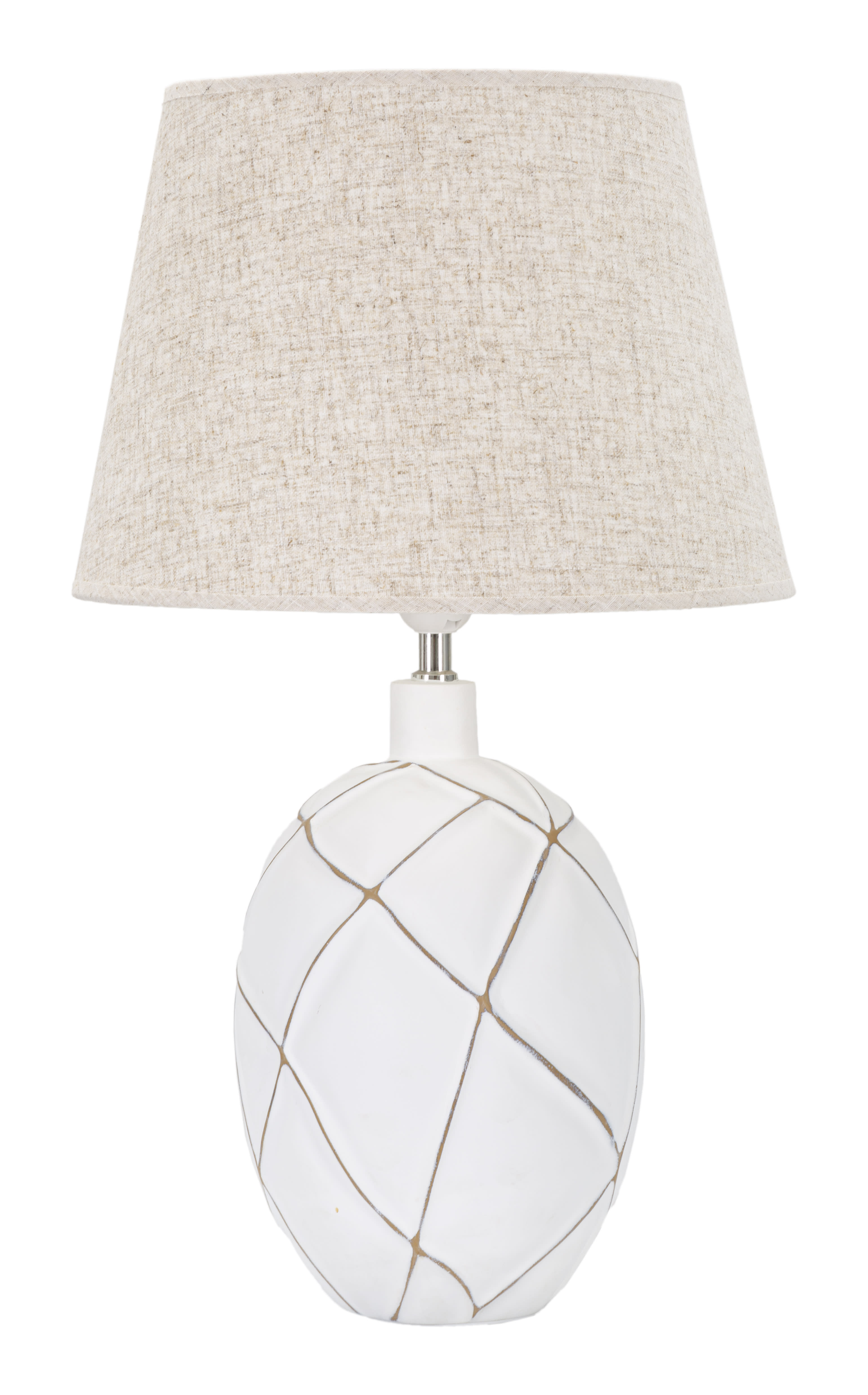 Lampada da tavolo in resina bianca con paralume beige Ø cm 35x60 LINES