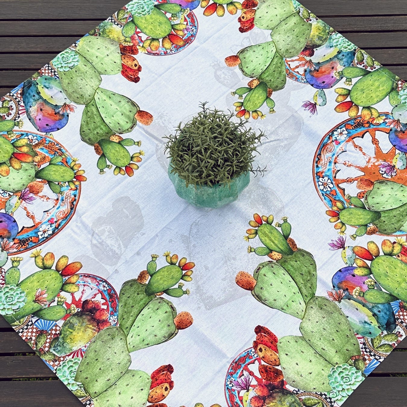 Tovaglia da tavola Verde Cactus - 100% cotone - 150x250 cm