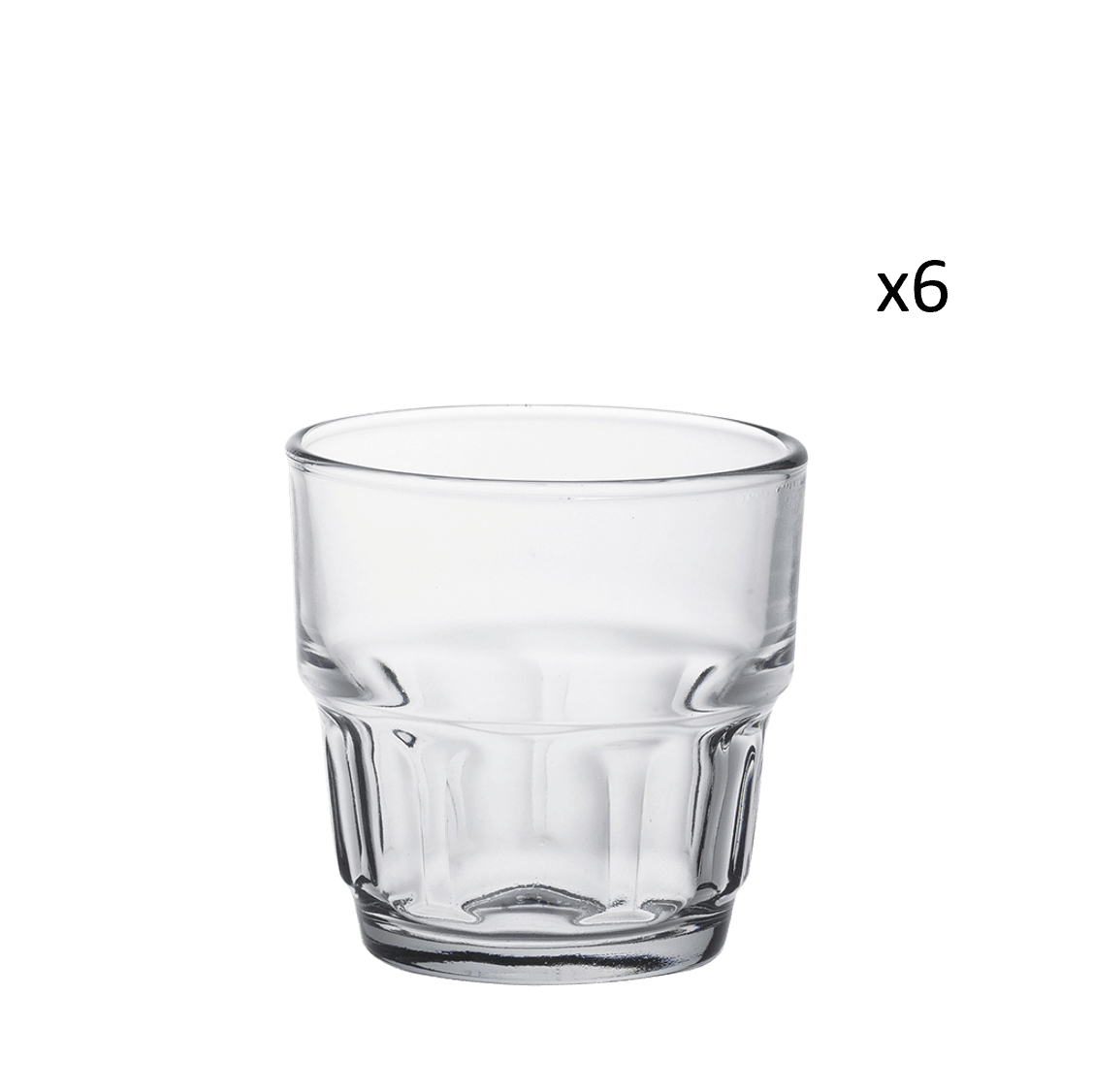 Set da 6 - Bicchiere impilabili trasparenti in vetro resistente 16 cl