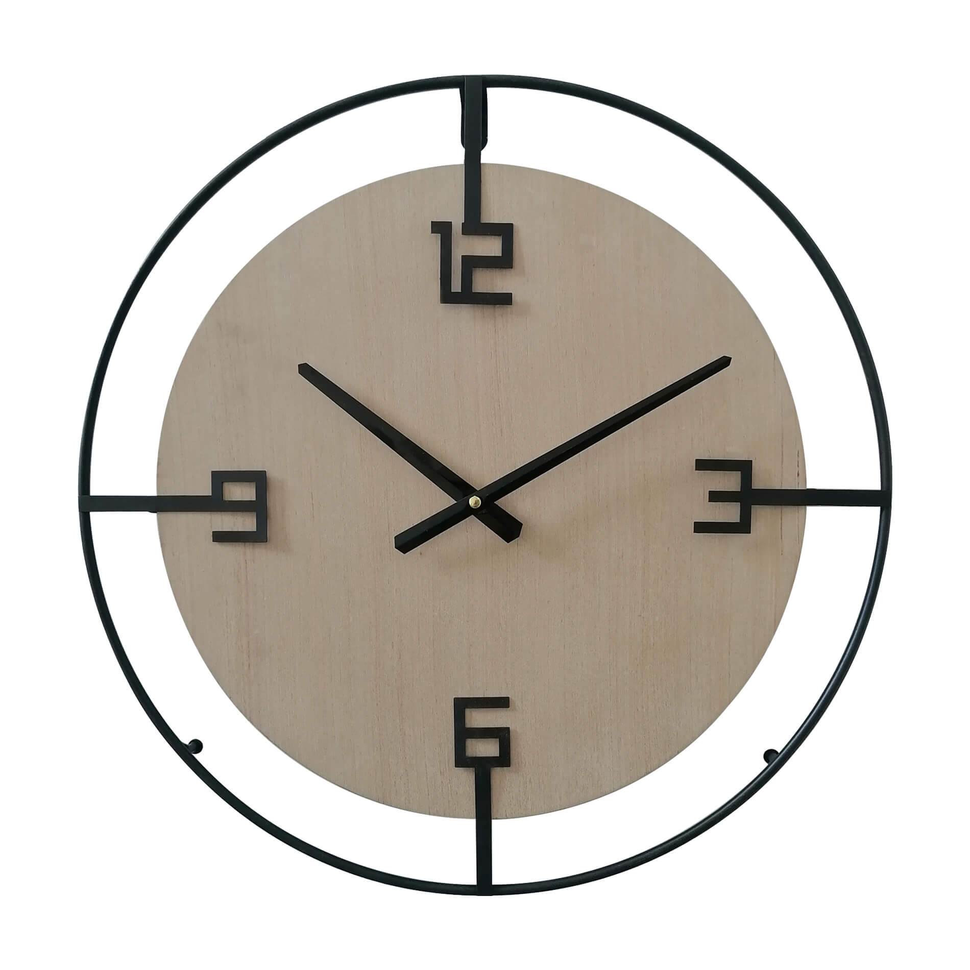 Reloj de pared tipo industrial negro/natural Ø39 cm