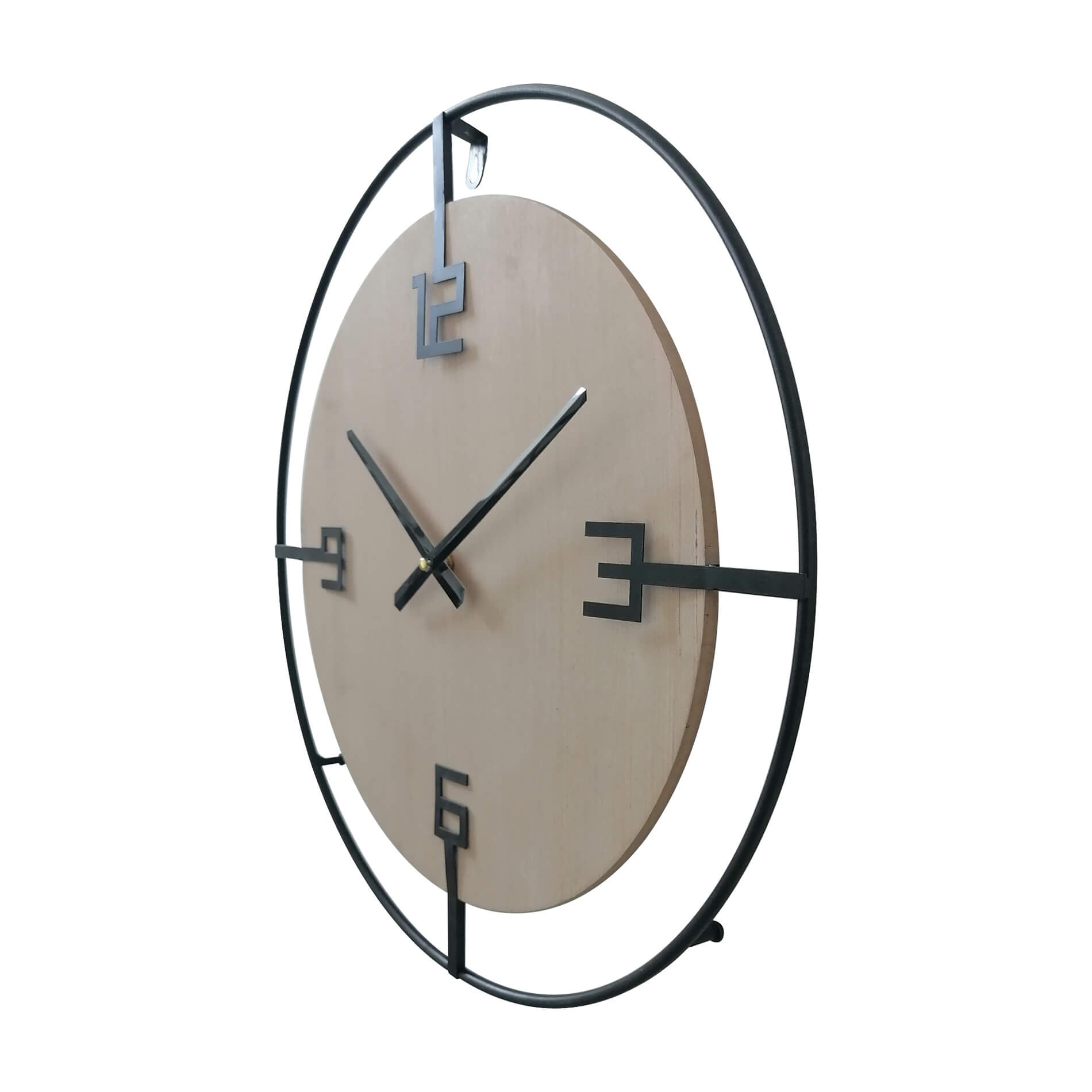 Reloj de pared vintage con globo negro y color madera - Mobili Rebecca