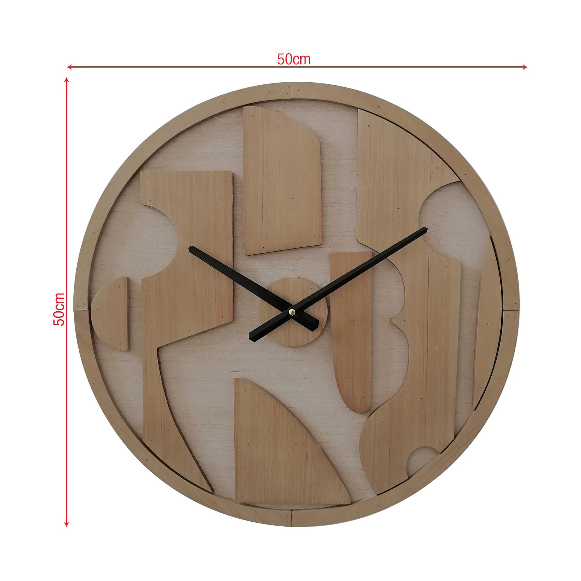 Orologio da parete intagliato beige in mdf Ø 50 cm