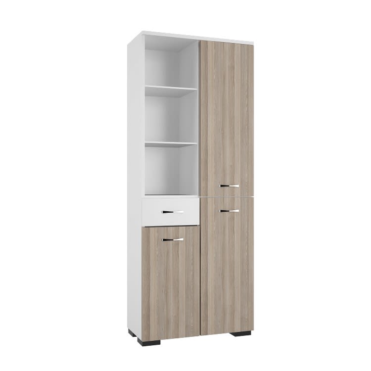 Mobile Multiuso in Truciolare, Bianco, Rovere, 60x35x173 cm ALICE