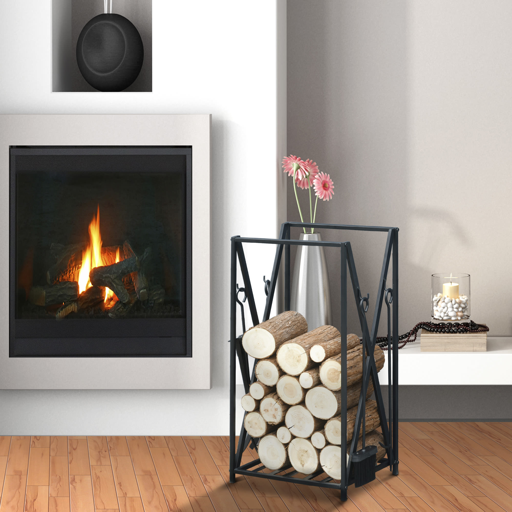 QUICK STAR Scaffale In Metallo Per Legna Da Ardere, 143 X 70 X 185 Cm