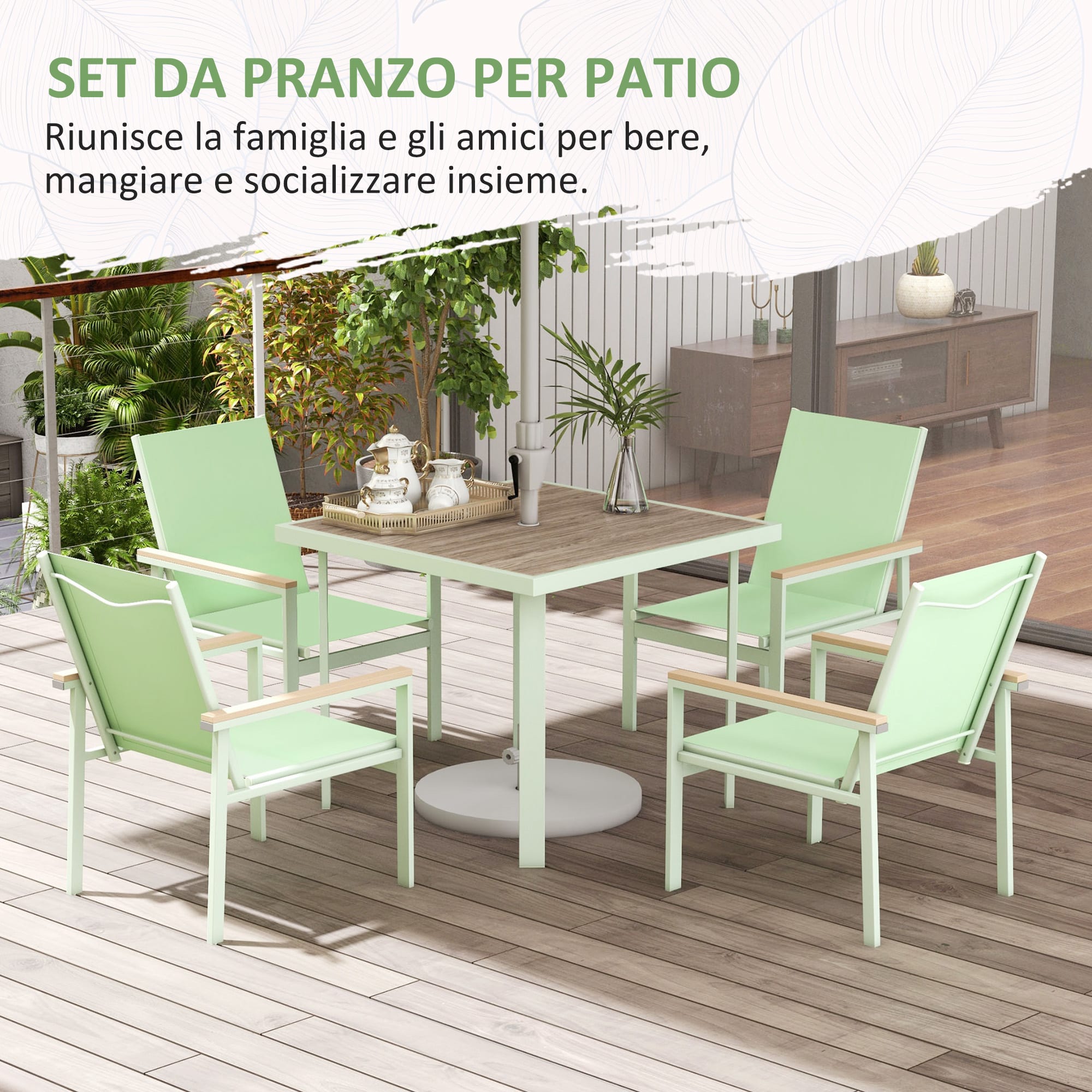 Set Tavolo E Sedie Da Giardino Con Ombrellone Outsunny Set Da