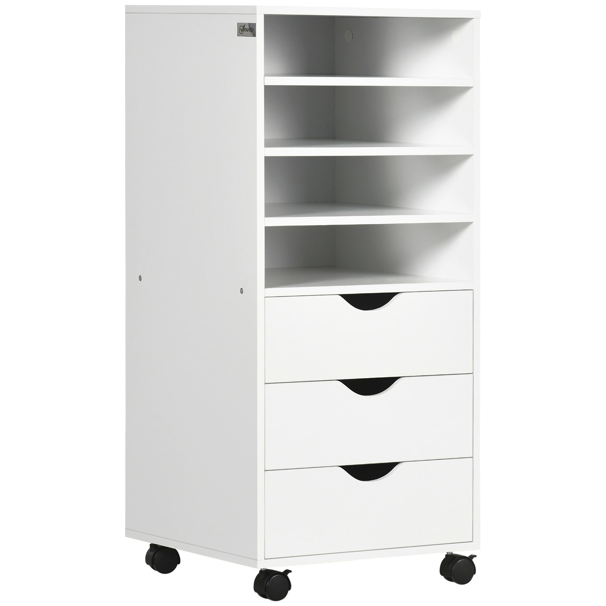 Cassettiera Mobile A 5 Cassetti YITAHOME - Archivio Verticale A4/Letter, Con Ruote, Bianca, Per Ufficio E Casa