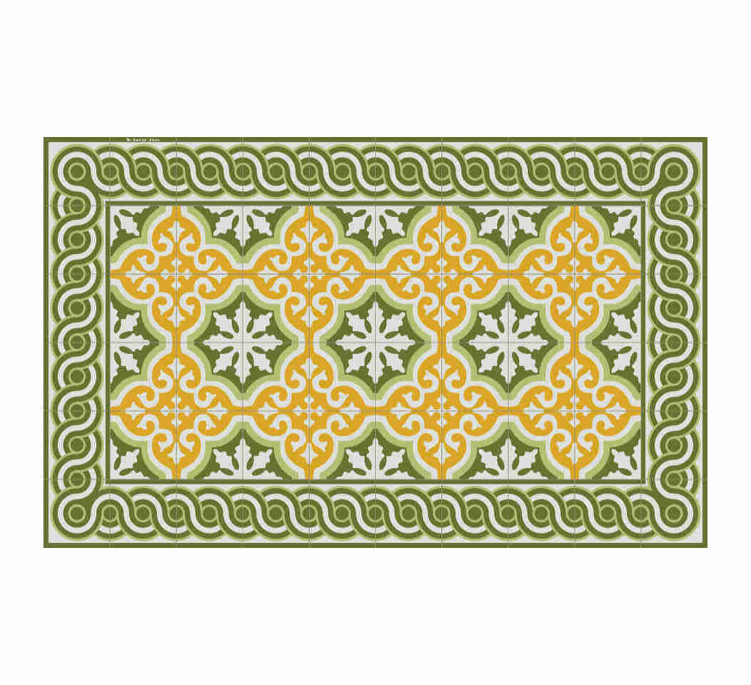Tapis en vinyle motifs carreaux de ciment vert 70x180 Tapis en vinyle motifs carreaux de ciment vert 70x180